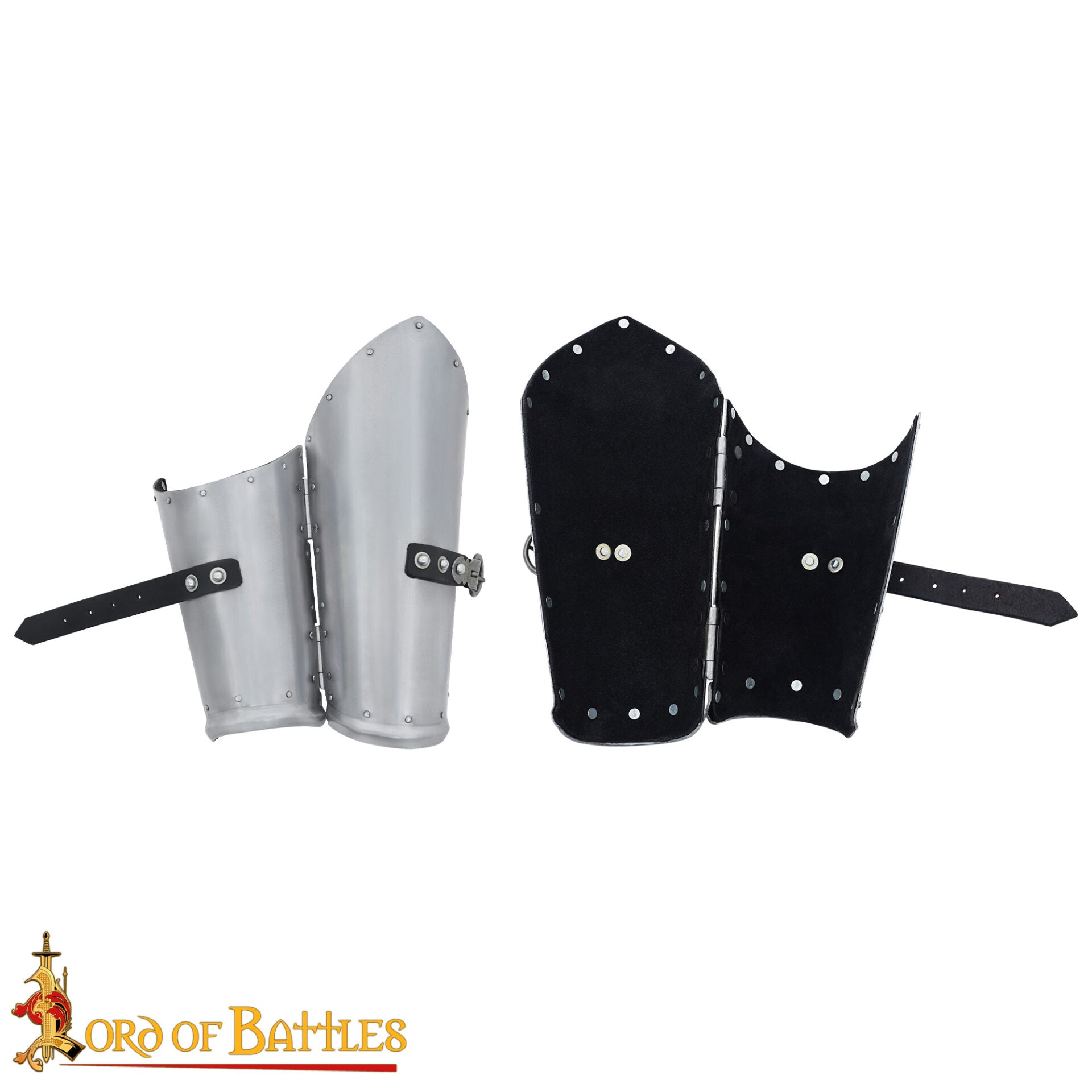 Imagen única de: Brazales de Guerrero de los Siglos Xiv-xv - Armadura de Antebrazo de Acero con Forro de Ante