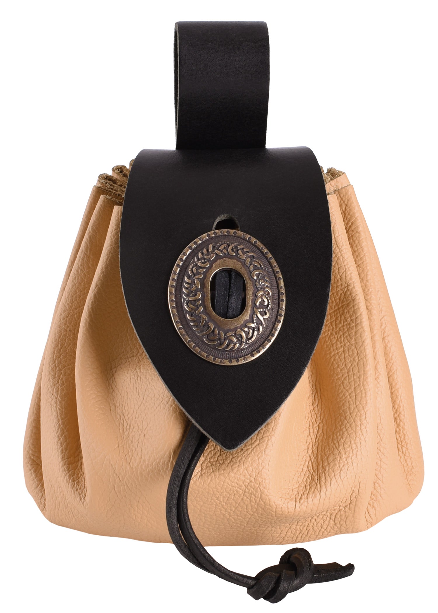 Imagen única de: Gran Gato Medieval Del Dinero Hecho De Cuero, Con Cierre De Metal.