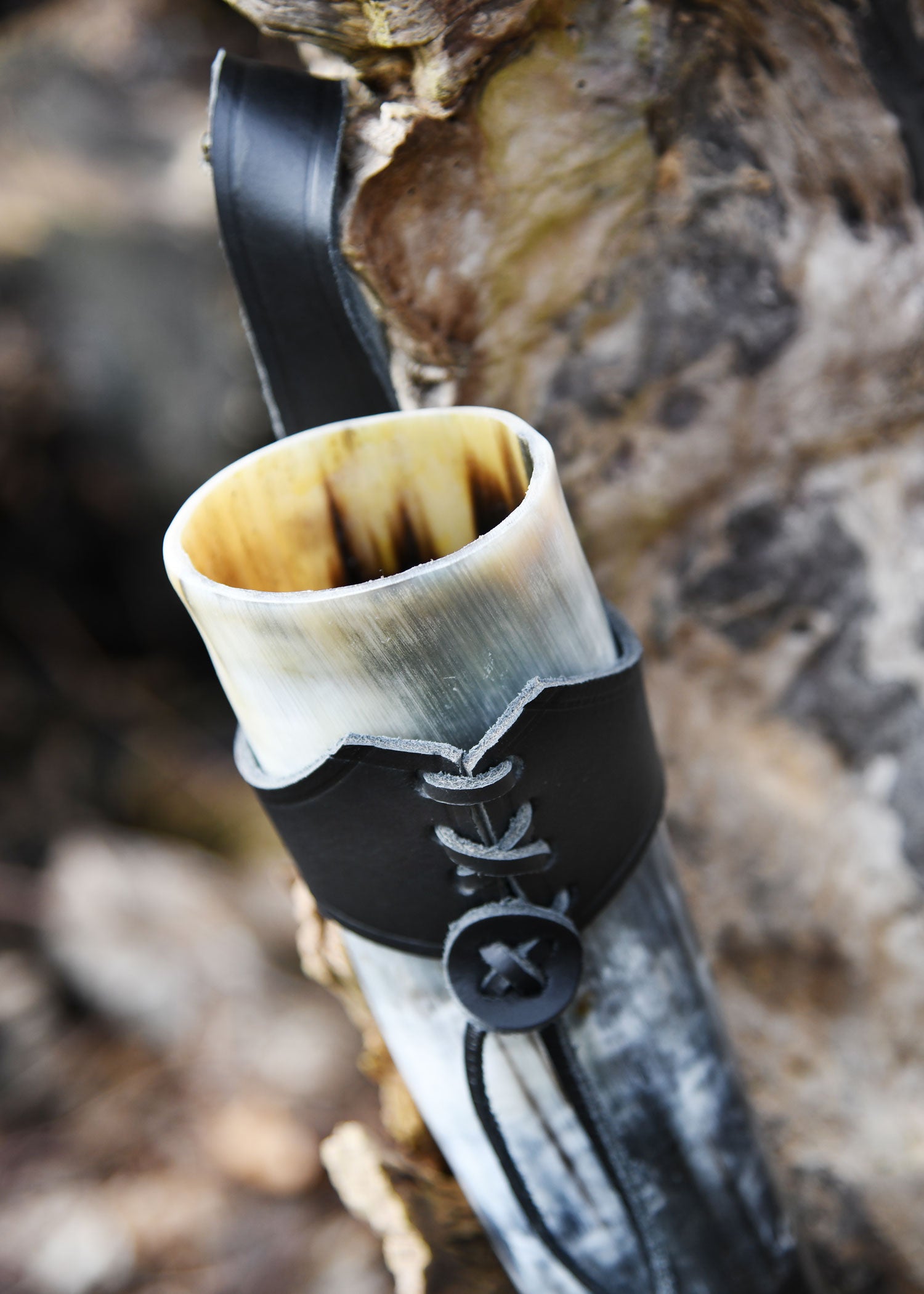 Imagen única de: Portacinturón De Cuero Para Cuernos Para Beber A Partir De 0,4 Litros, Negro