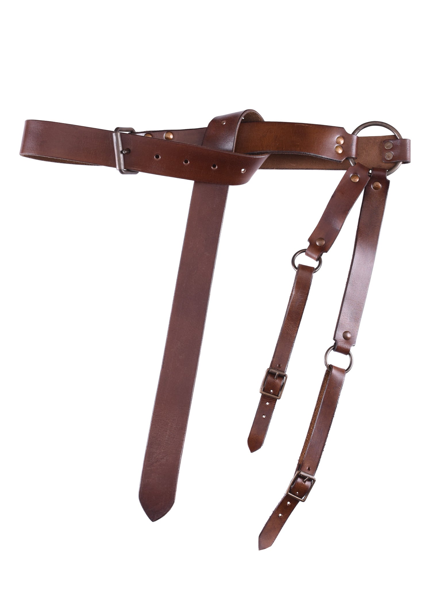 Imagen única de: Cinturón Espada Medieval Elaborado En Cuero Marrón.