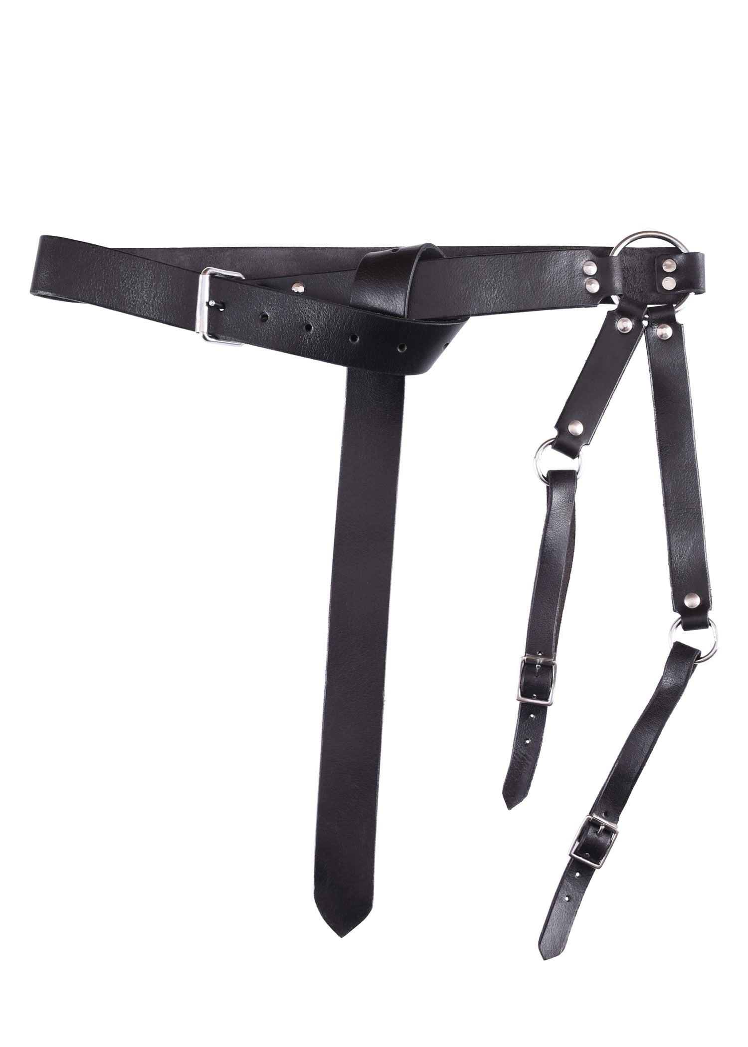 Imagen única de: Cinturón De Espada Medieval Fabricado En Cuero Negro.