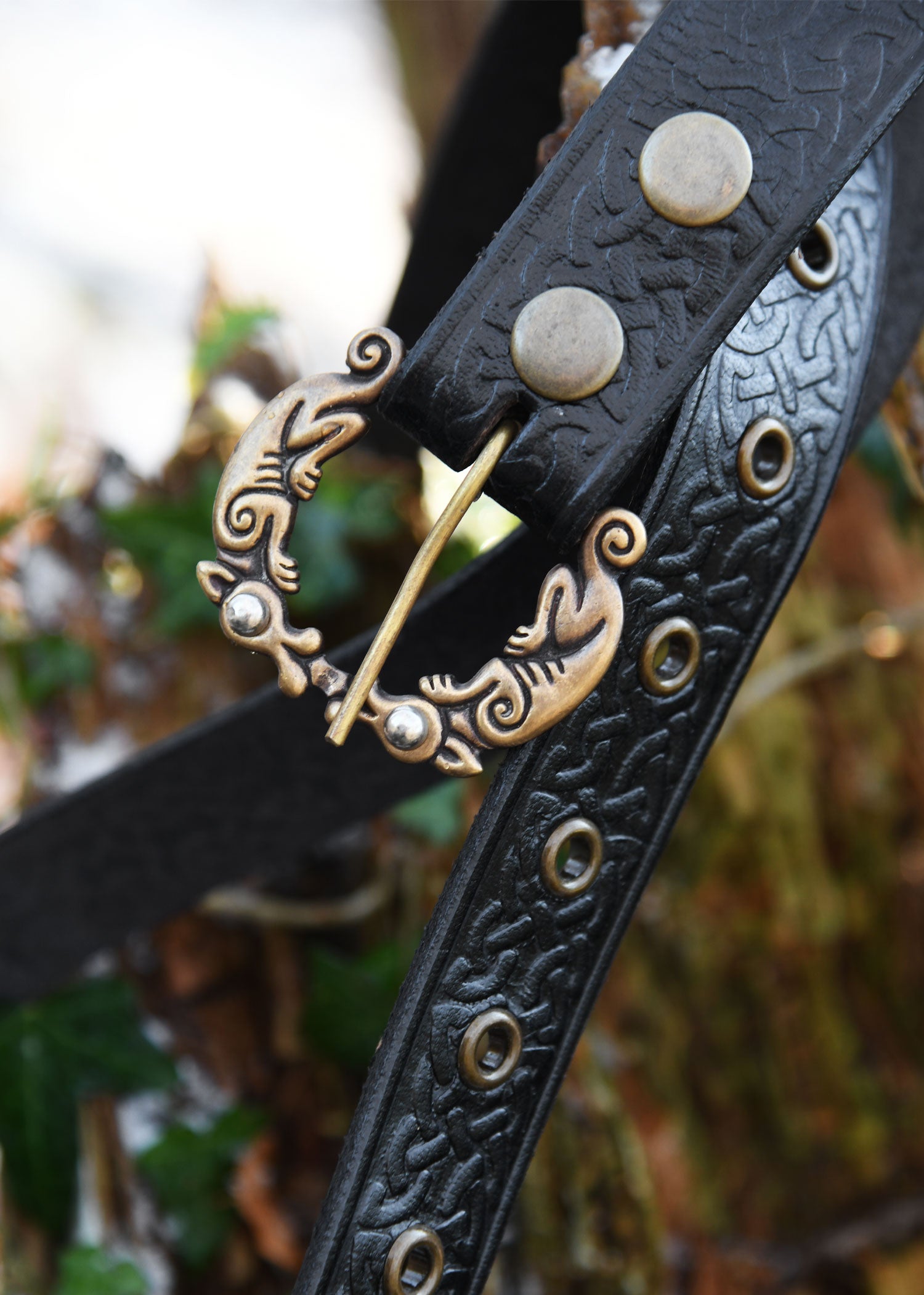 Imagen única de: Cinturón De Piel Con Motivo Celta Grabado, Negro