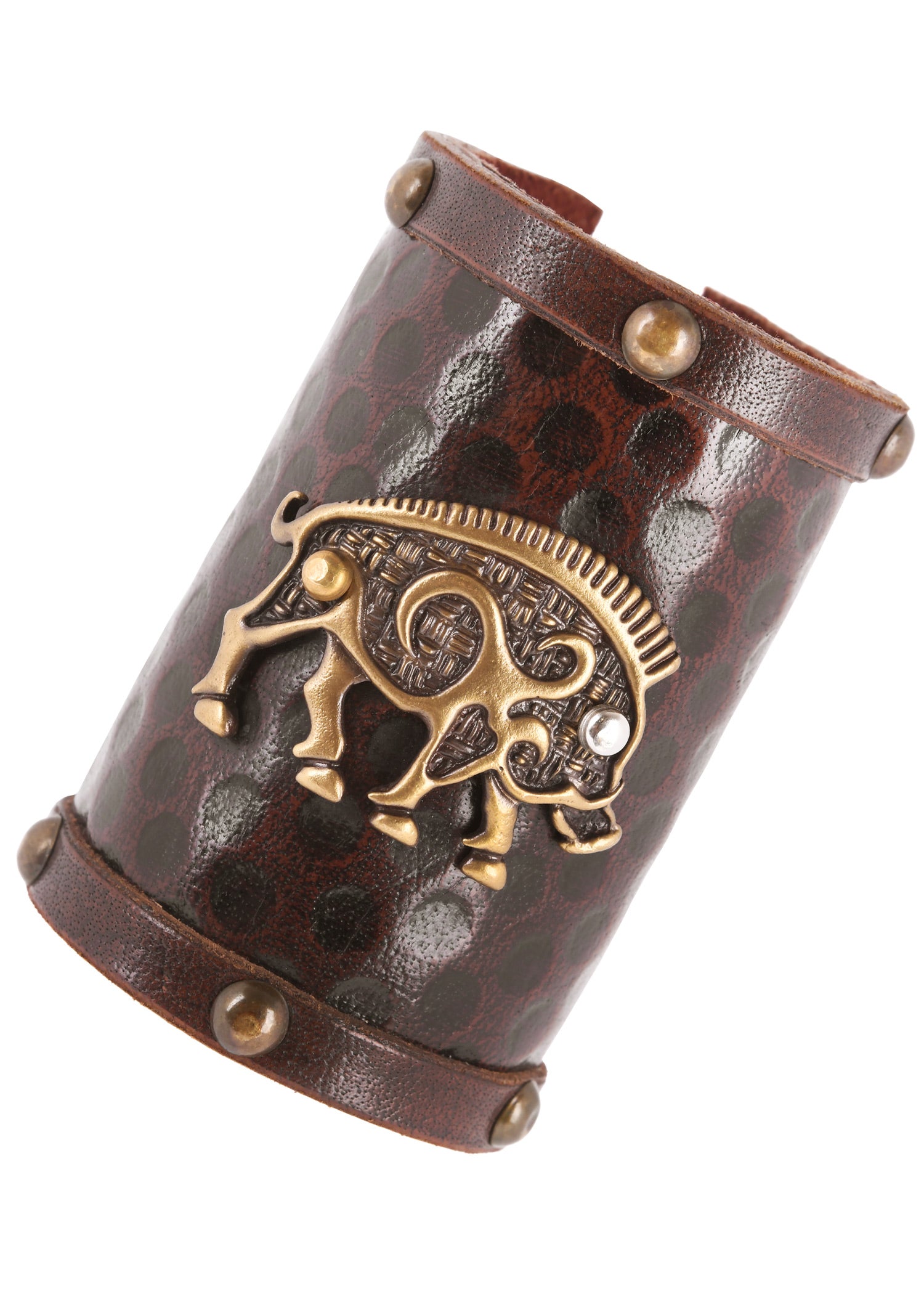 Imagen única de: Guardabrazos De Cuero Con Motivo De Jabalí Celta