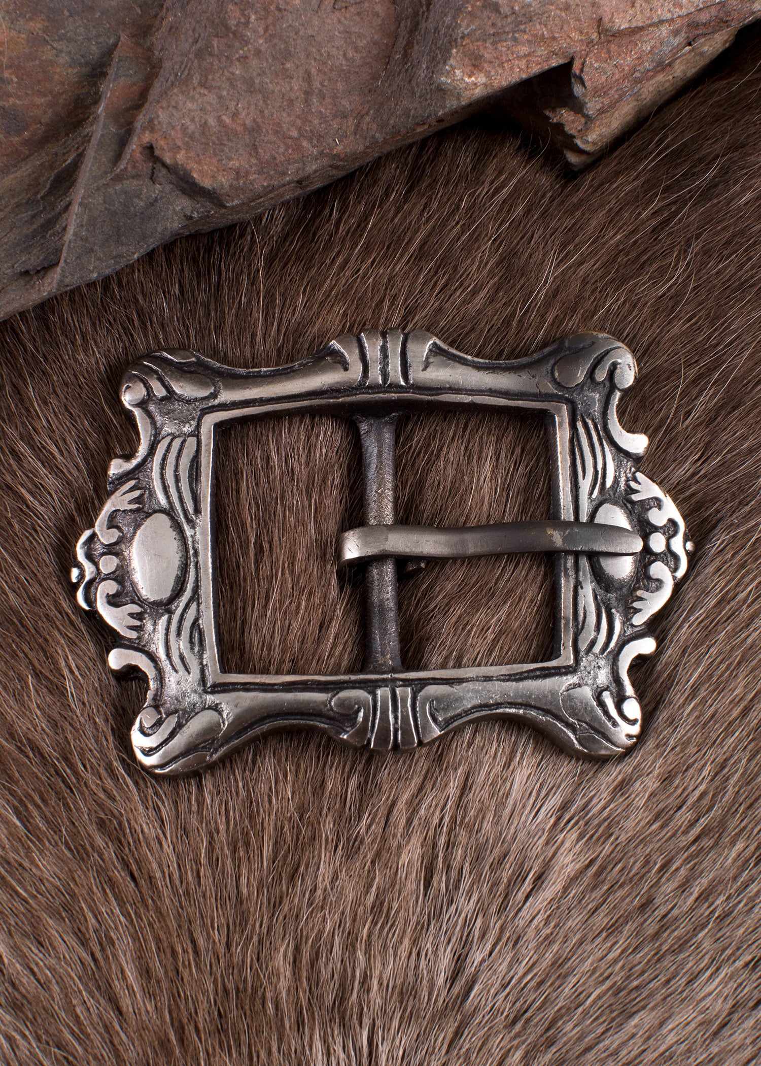 Imagen única de: Hebilla De Cinturón Medieval Rectangular Grande Fabricada En Latón Niquelado