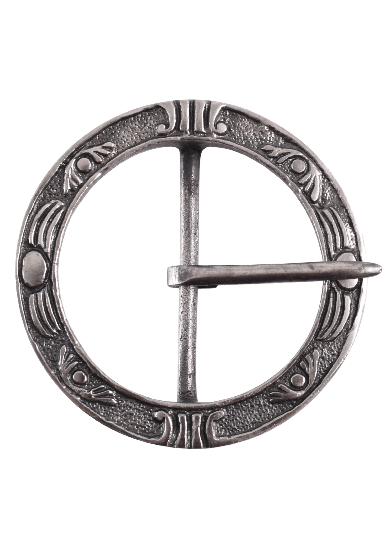 Imagen única de: Hebilla De Cinturón Medieval Redonda Grande Fabricada En Latón Niquelado