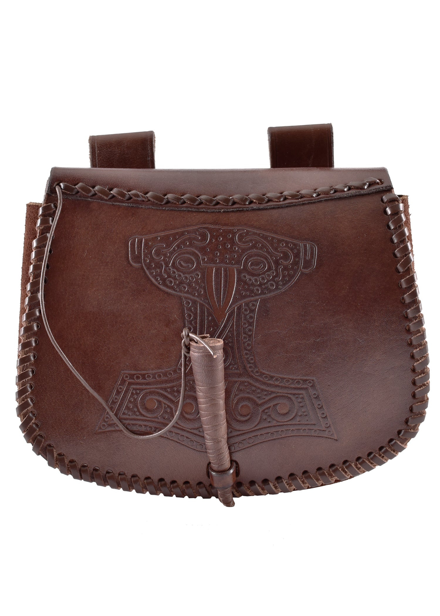 Imagen única de: Riñonera Con Grabado Del Martillo De Thor, Cuero, Marrón