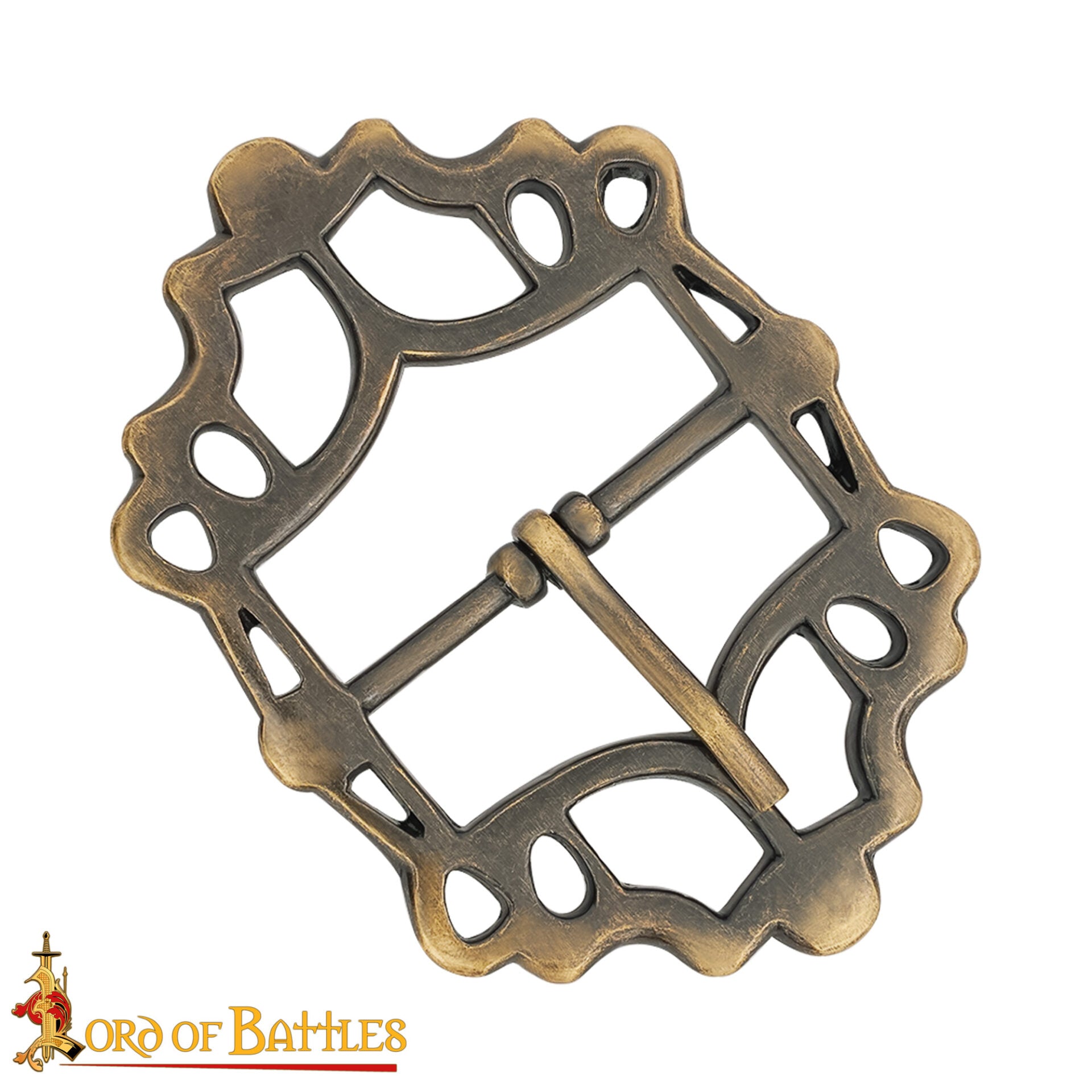 Imagen única de: Cinturón Medieval de Latón Hebilla Gótica - Acabado Latón Antiguo