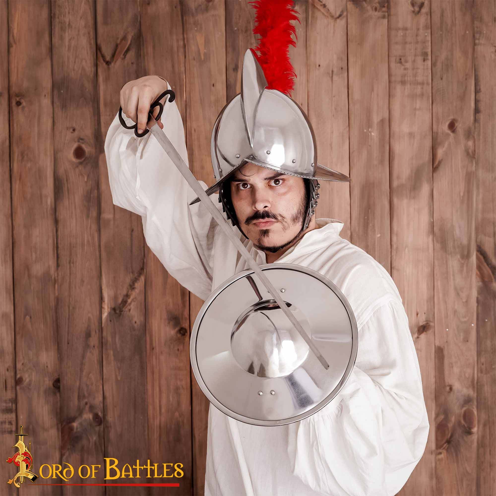 Imagen única de: Casco Morion de Acero con Penacho Rojo