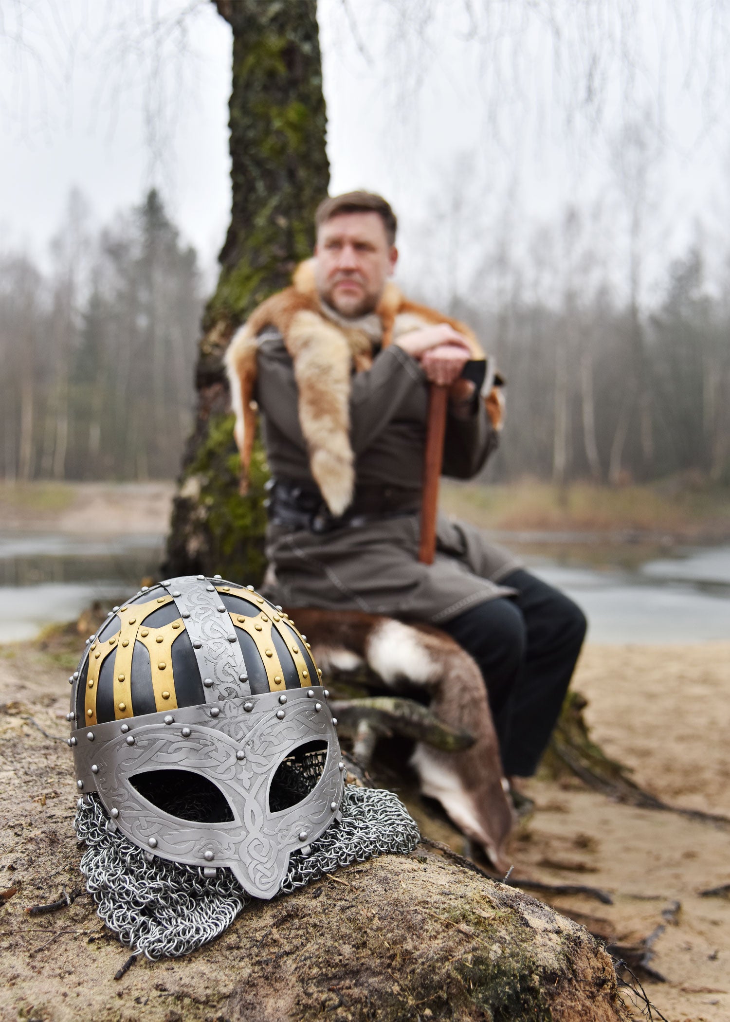 Imagen única de: Casco Vikingo Con Gafas, Spangenhelm Con Fuente