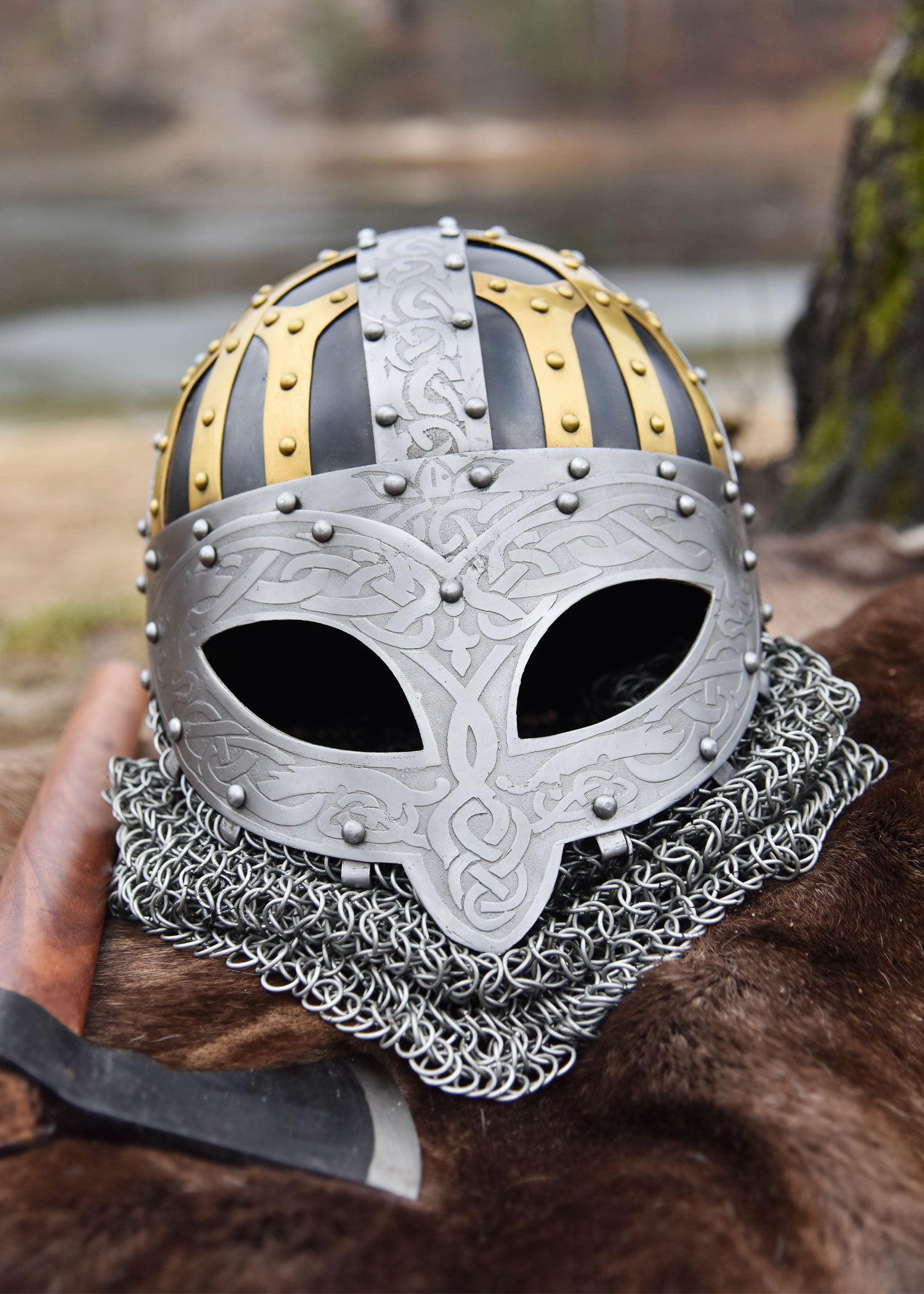 Imagen única de: Casco Vikingo Con Gafas, Spangenhelm Con Fuente