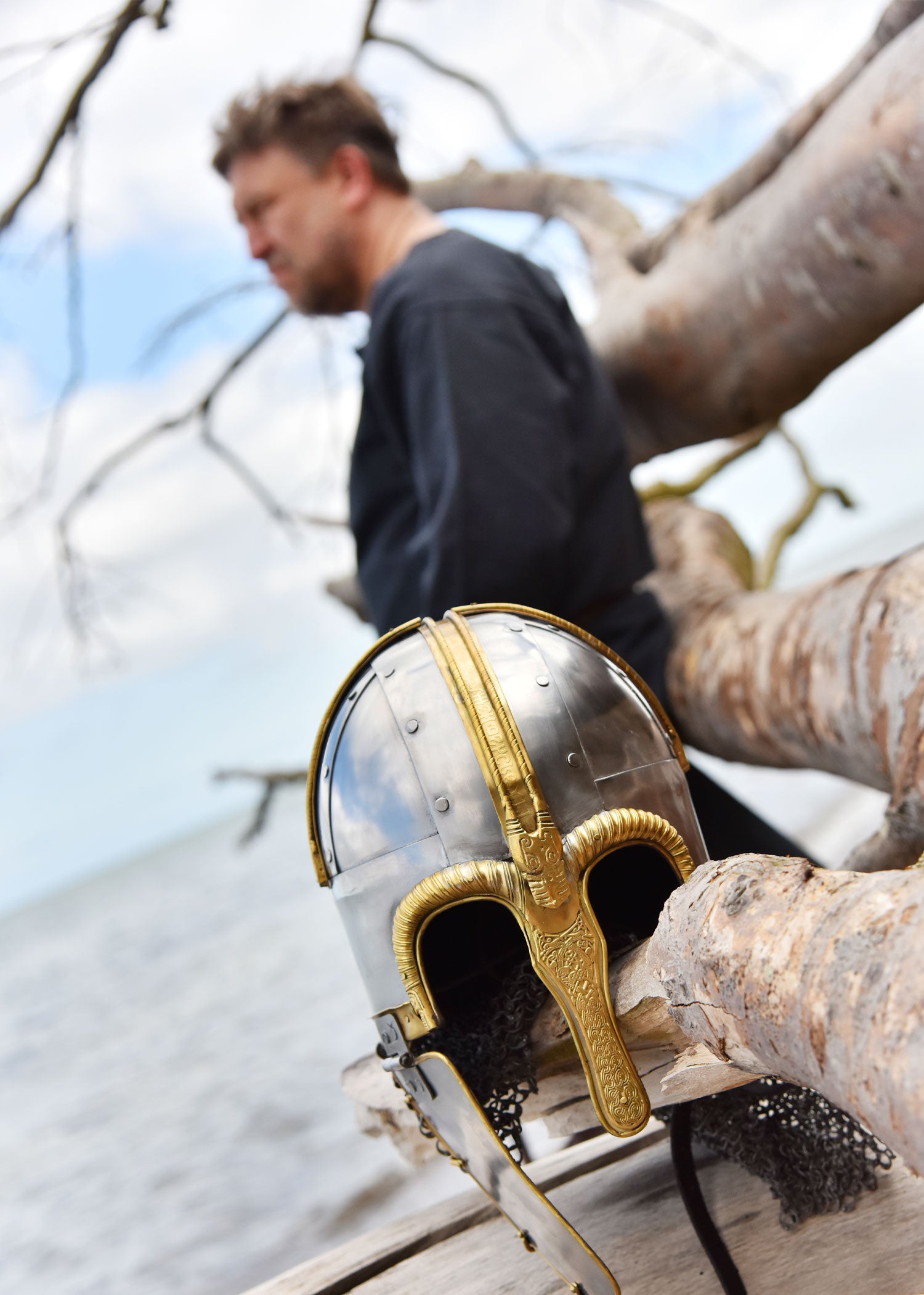 Imagen única de: Casco Coppergate, Con Cadena Remachada, Acero De 1,6 Mm