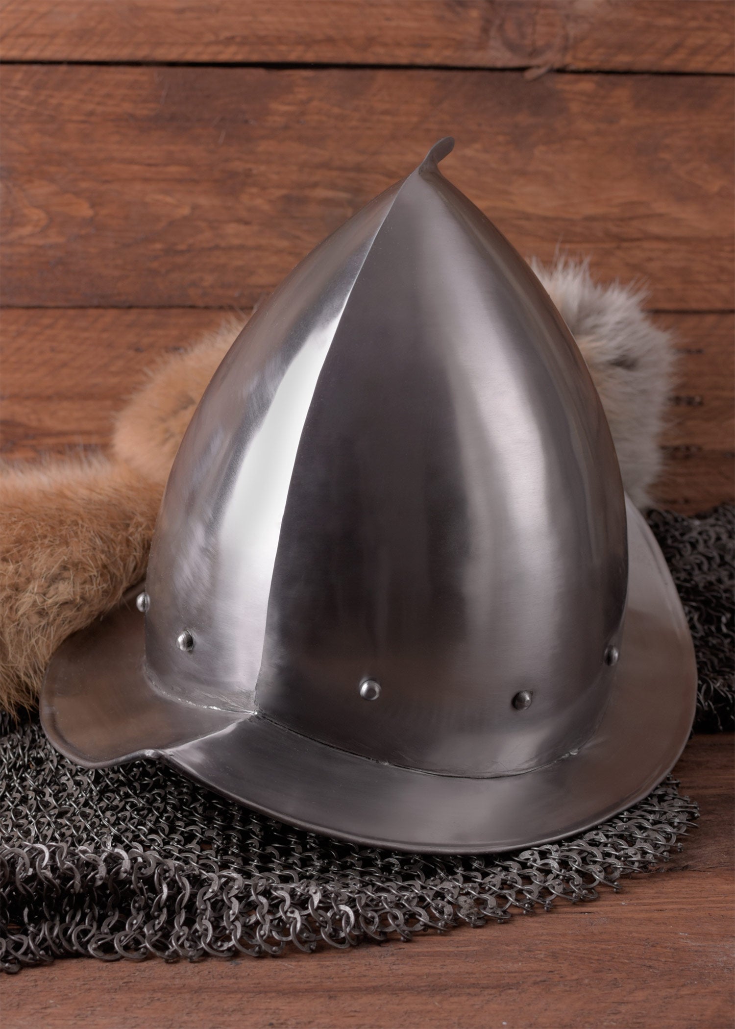 Imagen única de: Casco Morion Puntiagudo Con Forro De Cuero.
