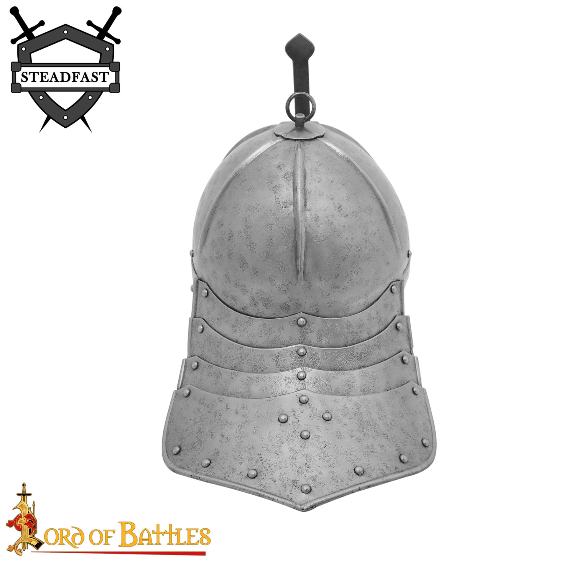 Imagen única de: Auténtico Casco Medieval con Cola de Langosta - Acero de Calibre 16 con Forro Acolchado para Larp y Exhibición