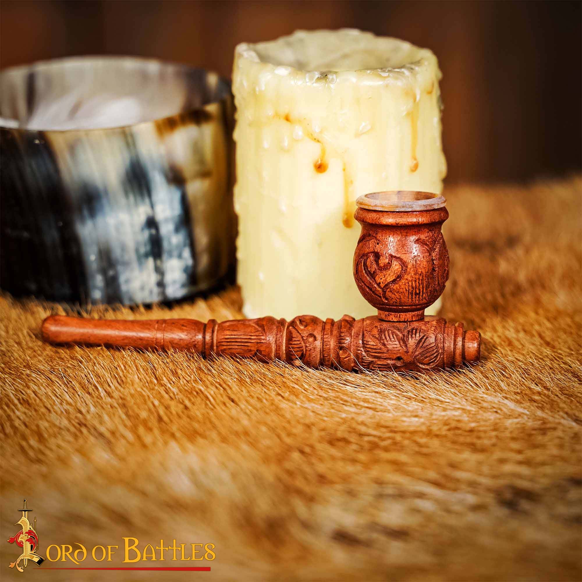 Imagen única de: Mini Pipa de Madera de Bolsillo de Madera Tallada a Mano con Grabado Vintage