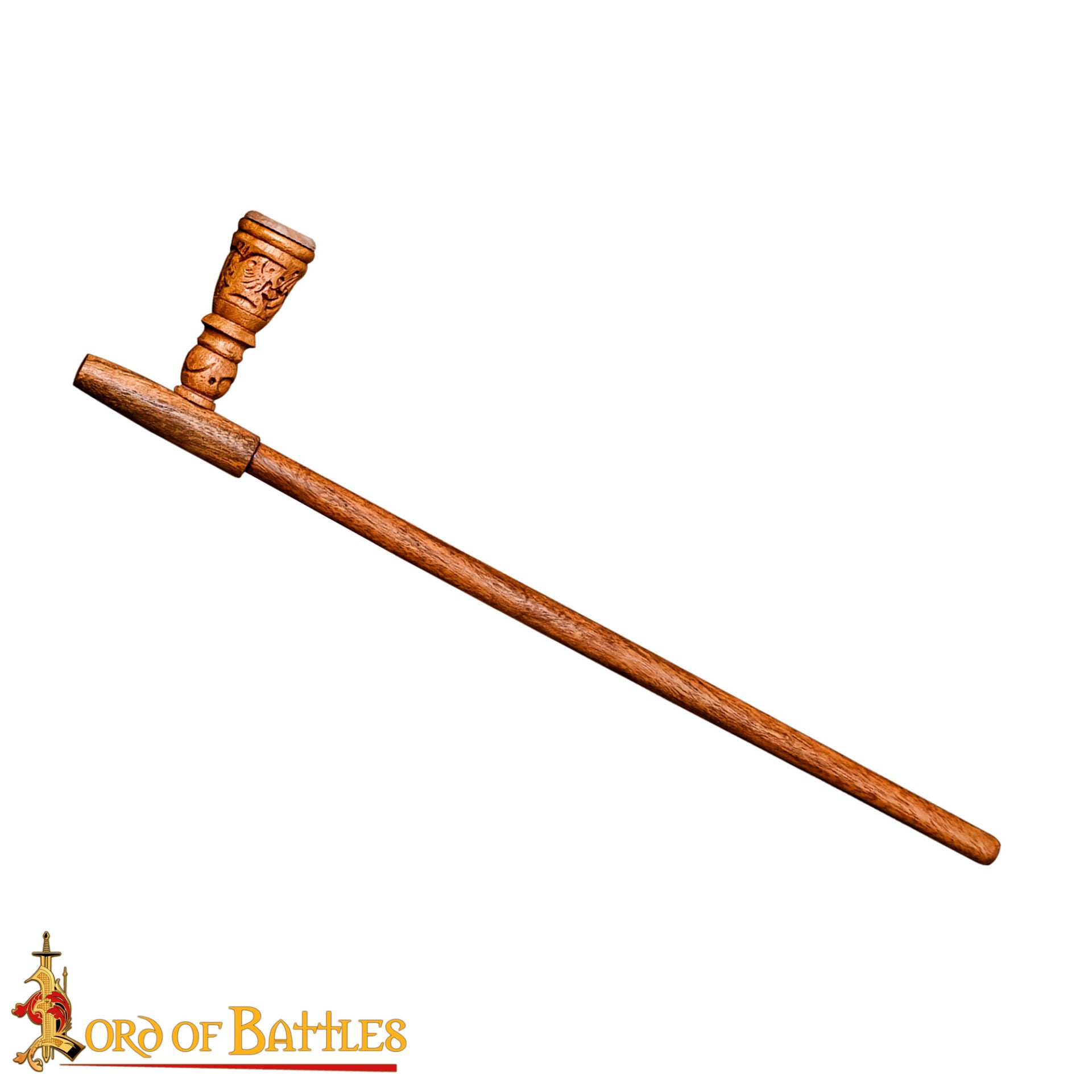 Imagen única de: Pipa Artesanal de Madera de Acacia con Incrustaciones de Estilo Medieval
