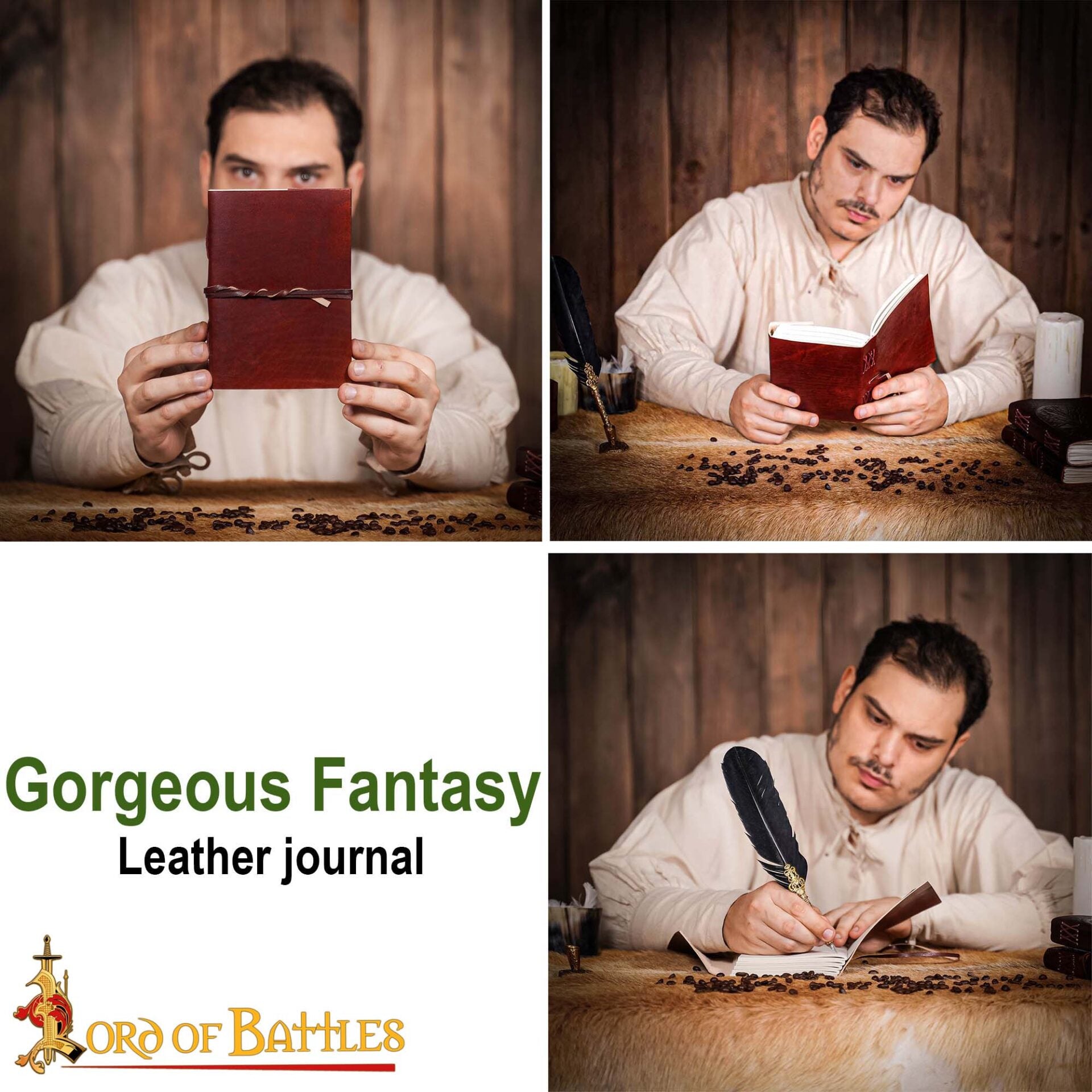 Imagen única de: Medieval Leather Wrap Journal - Cuaderno Artesanal con Cierre de Corbata