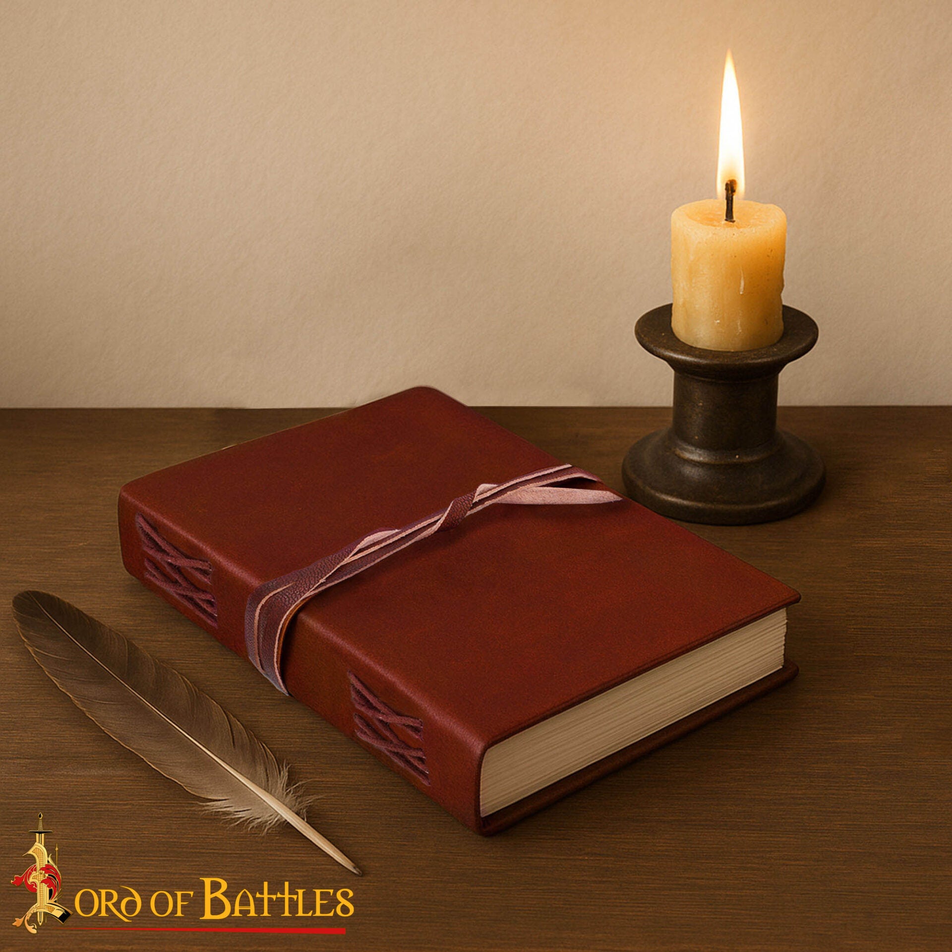 Imagen única de: Medieval Leather Wrap Journal - Cuaderno Artesanal con Cierre de Corbata