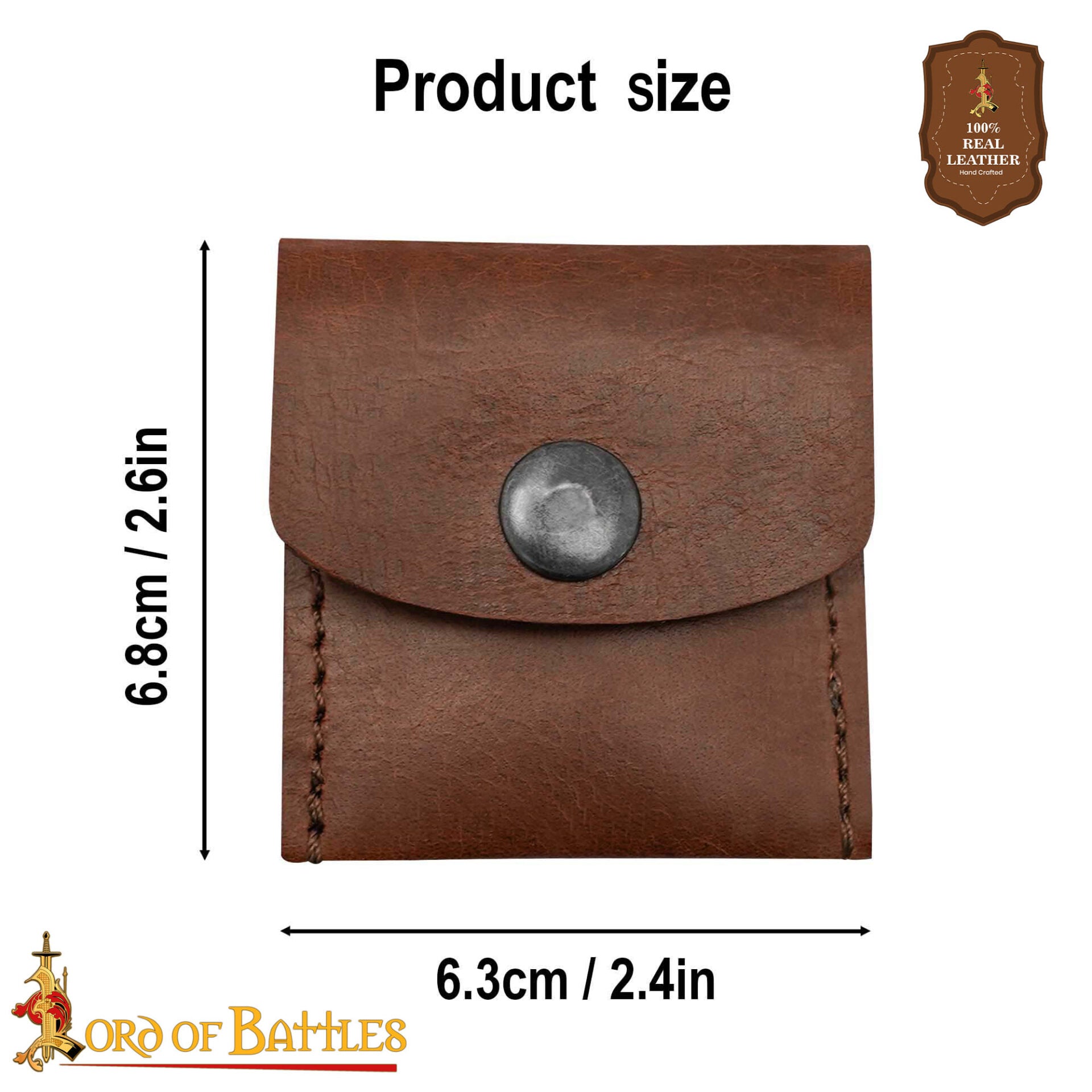 Imagen única de: Monedero Artesanal de Piel Auténtica Marrón - Cierre a Presión de Estilo Medieval