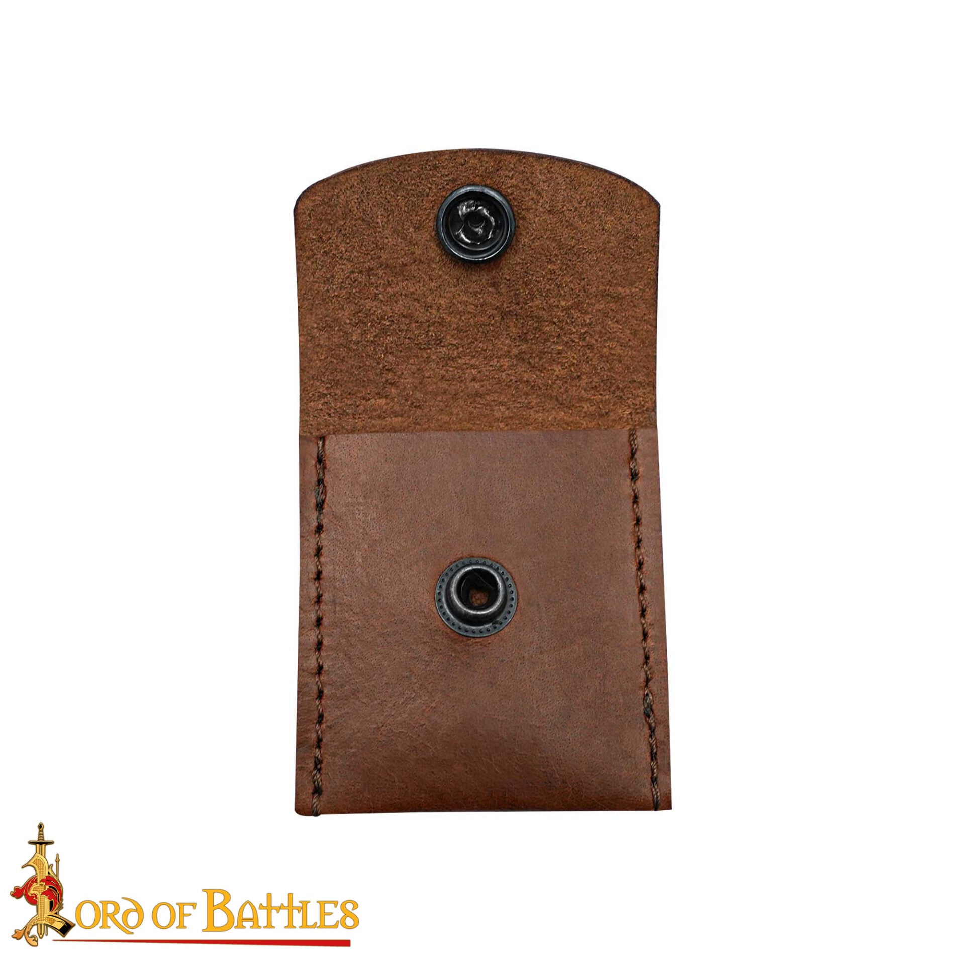 Imagen única de: Monedero Artesanal de Piel Auténtica Marrón - Cierre a Presión de Estilo Medieval