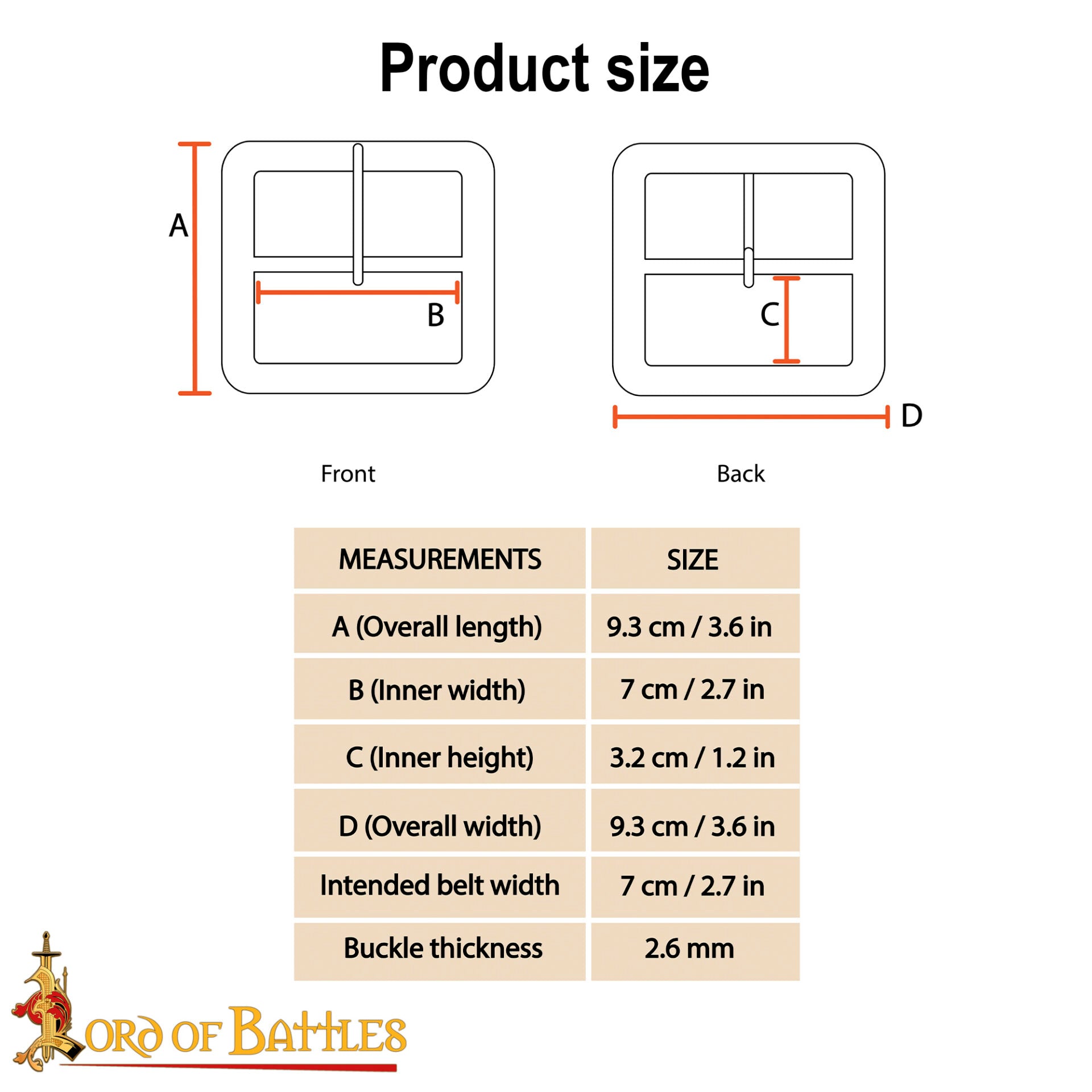 Imagen única de: Hebilla Cuadrada Medieval de Latón Macizo - 3.6" para Cinturones Anchos de Cuero y Accesorios de Disfraces