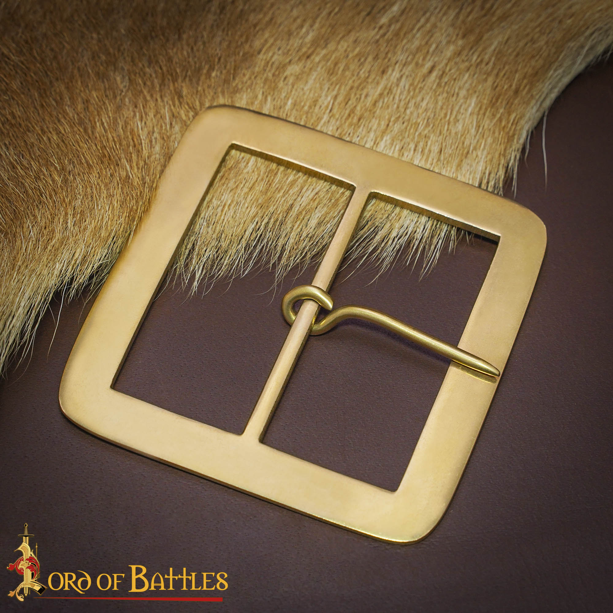 Imagen única de: Hebilla Cuadrada Medieval de Latón Macizo - 3.6" para Cinturones Anchos de Cuero y Accesorios de Disfraces