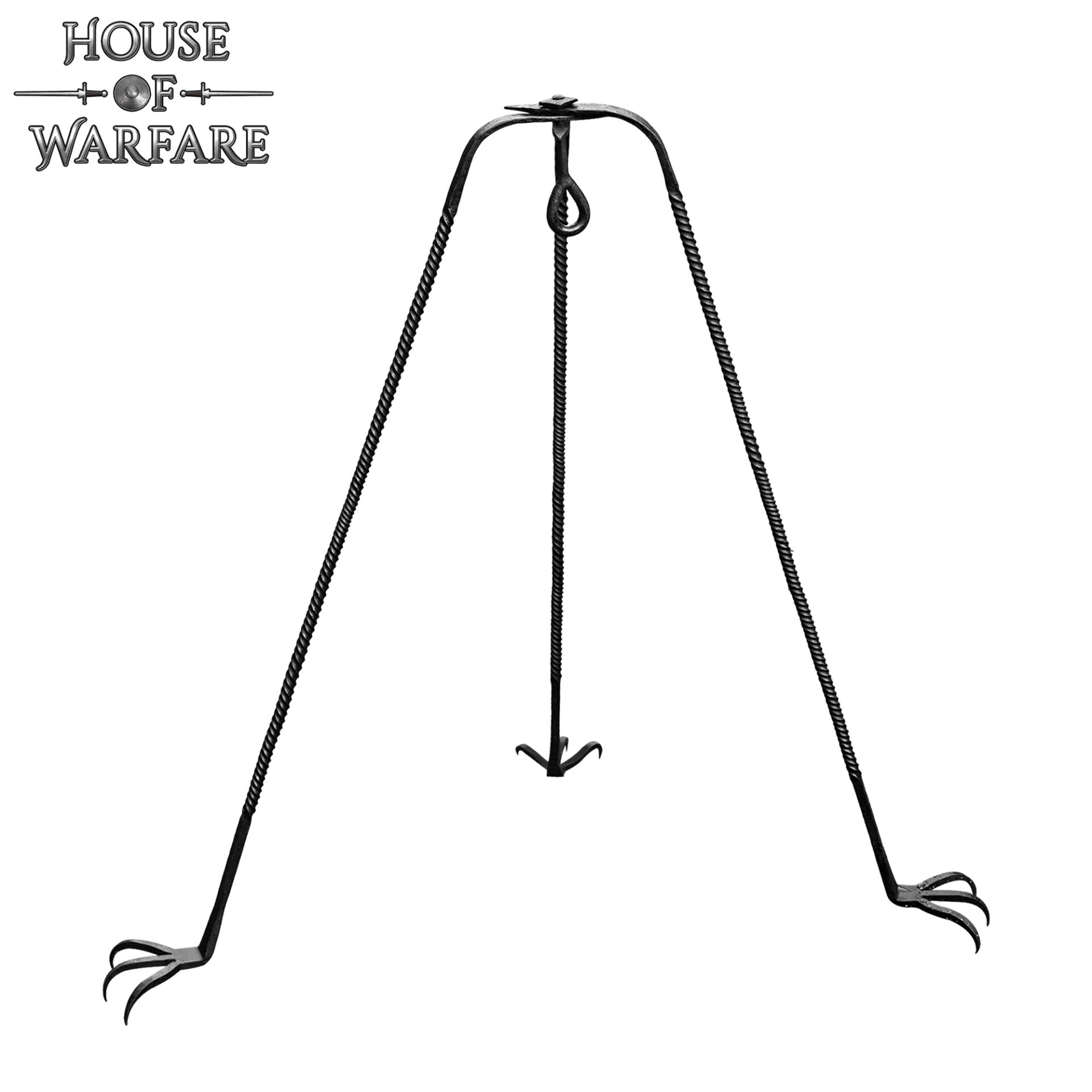 Imagen única de: Trípode de Cocina de Hierro Medieval Forjado a Mano - Acabado en Negro Soporte de Hoguera para Cocinar Al Aire Libre