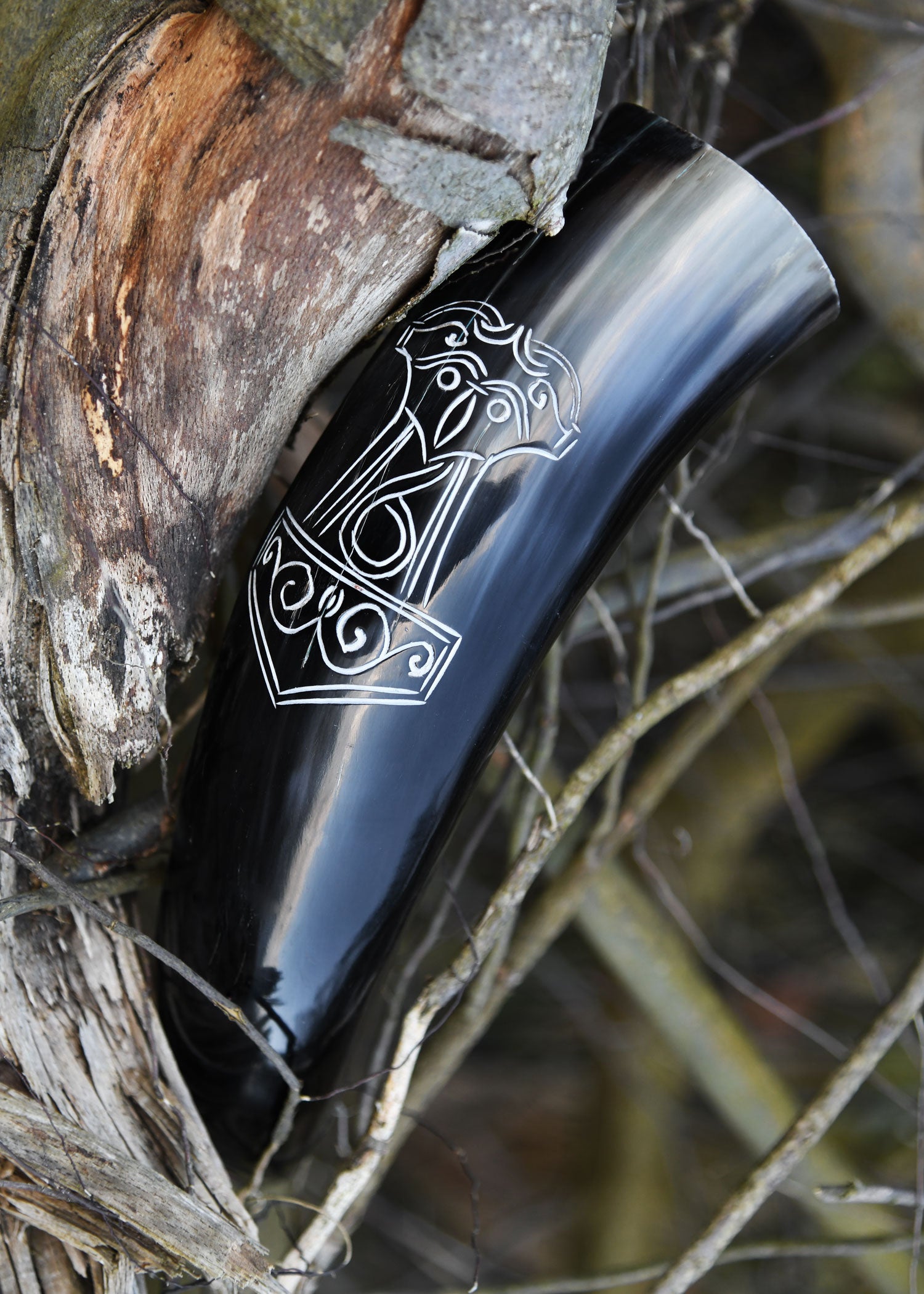 Imagen única de: Cuerno Para Beber Con Soporte - Mjölnir, El Martillo De Thor