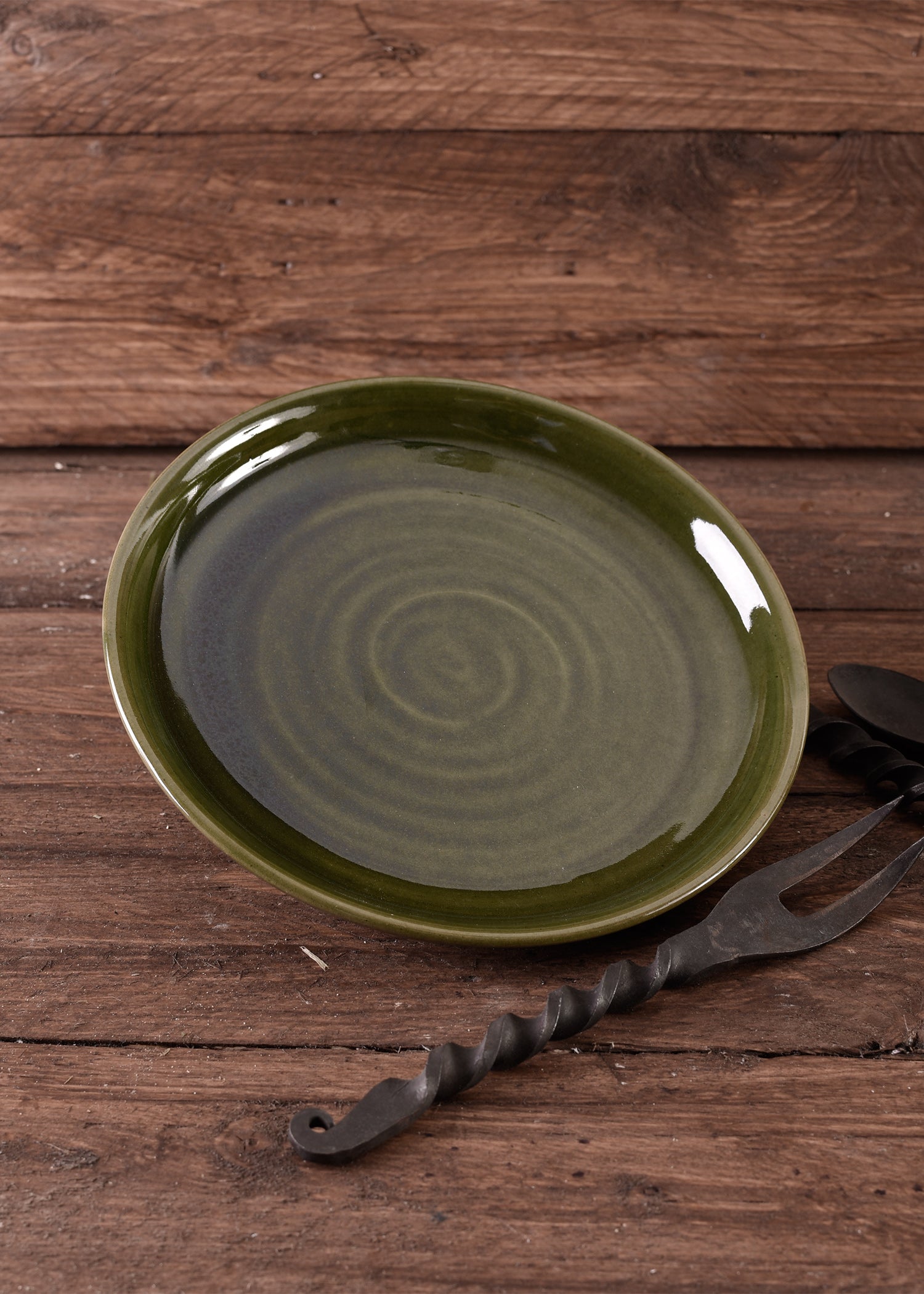 Imagen única de: Plato Alto Medieval De Barro, Verde, 22 Cm