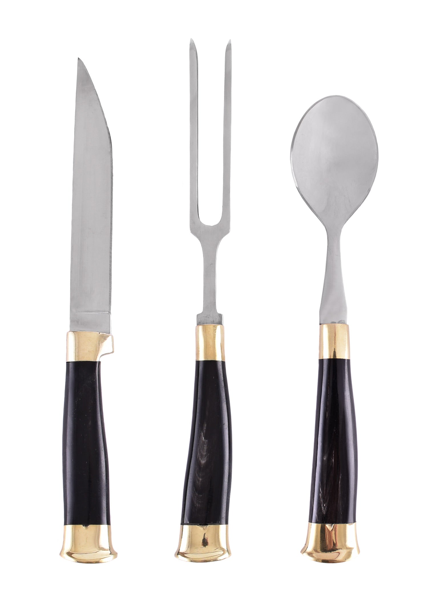 Imagen única de: Cubiertos Medievales De 3 Piezas Con Estuche De Cuero Y Mango De Asta.