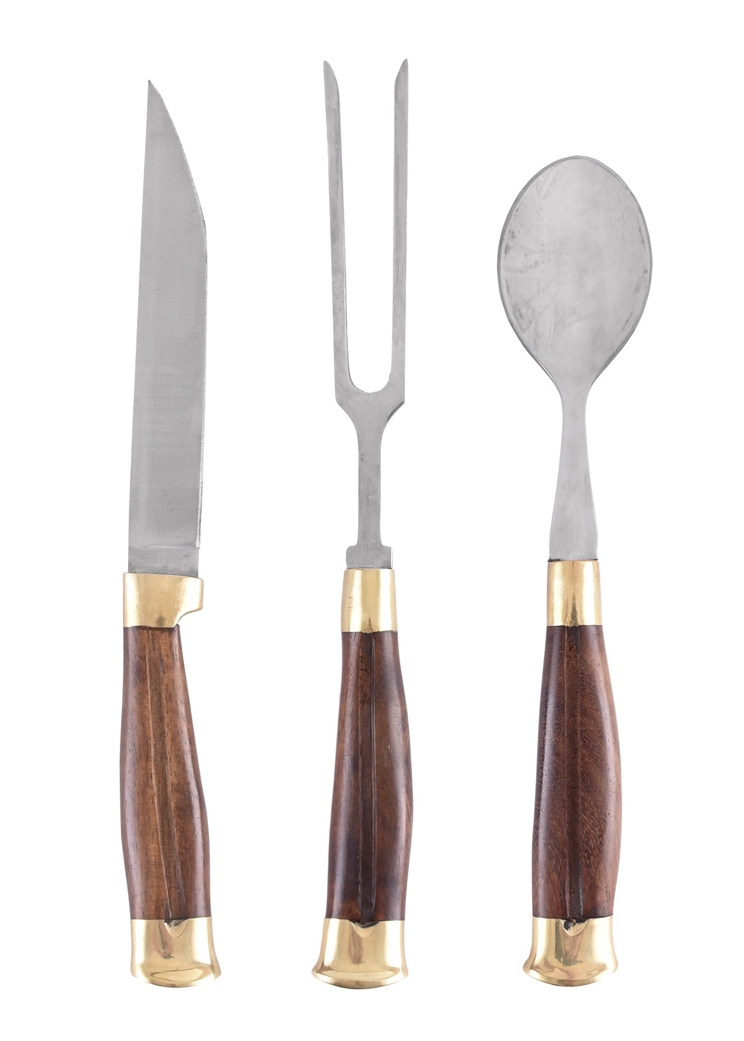 Imagen única de: Cubiertos Medievales De 3 Piezas Con Estuche De Cuero Y Mango De Madera.