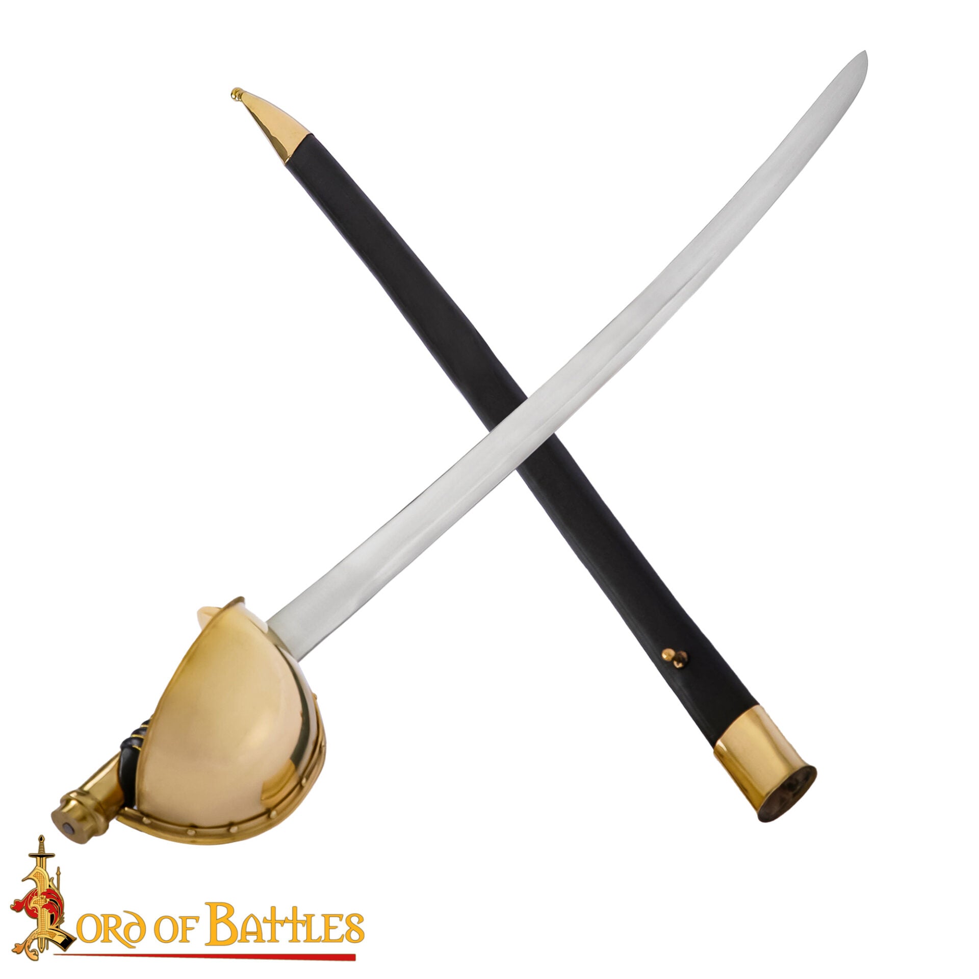 Imagen única de: Espada Corvo Naval del Siglo Xix - Hoja de Acero Al Carbono con Guarda de Latón y Vaina de Cuero