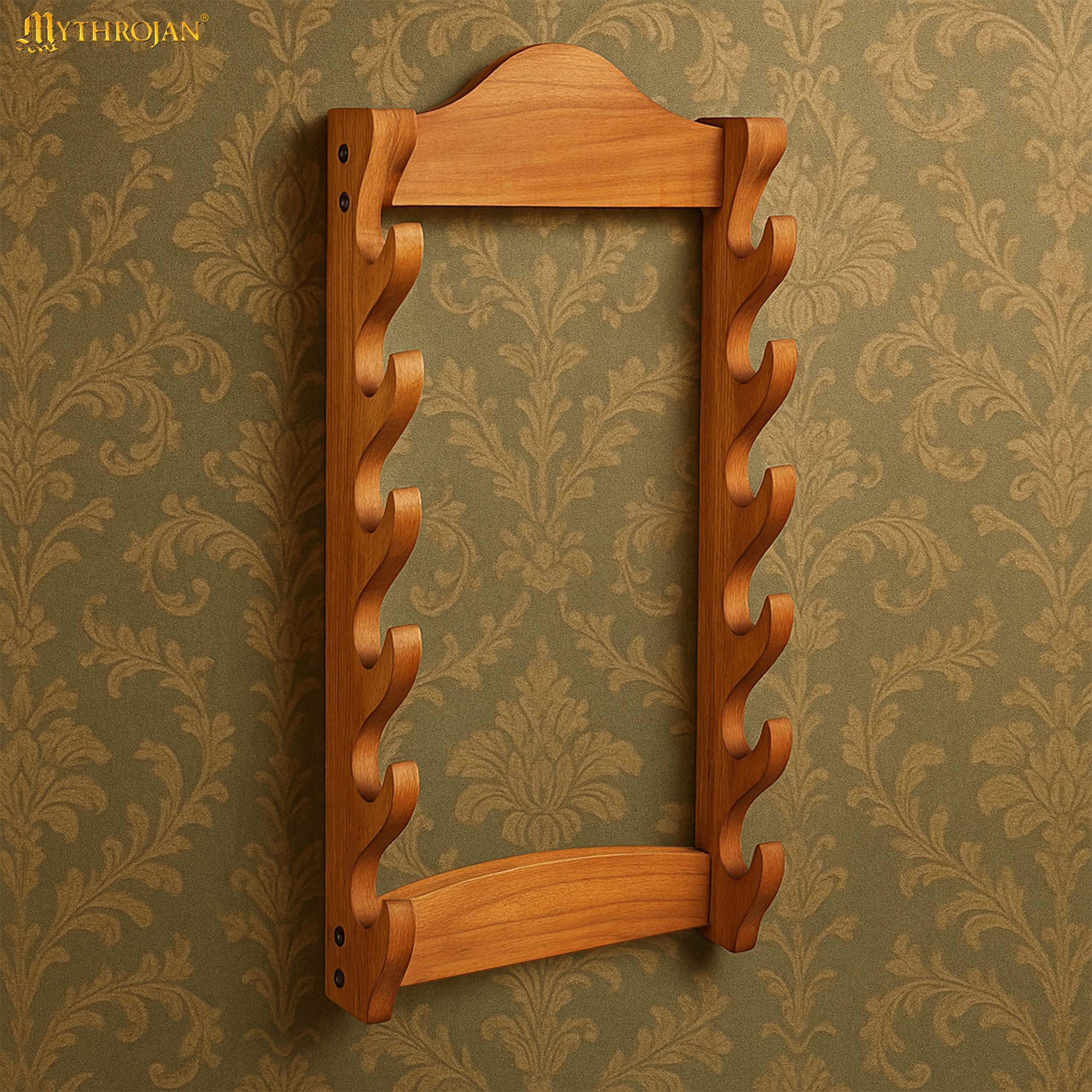 Imagen única de: Soporte de Madera para Espadas de Un Nivel | Estante de Madera Maciza con Acabado Natural | Exposición de Armas Medievales y Victorianas