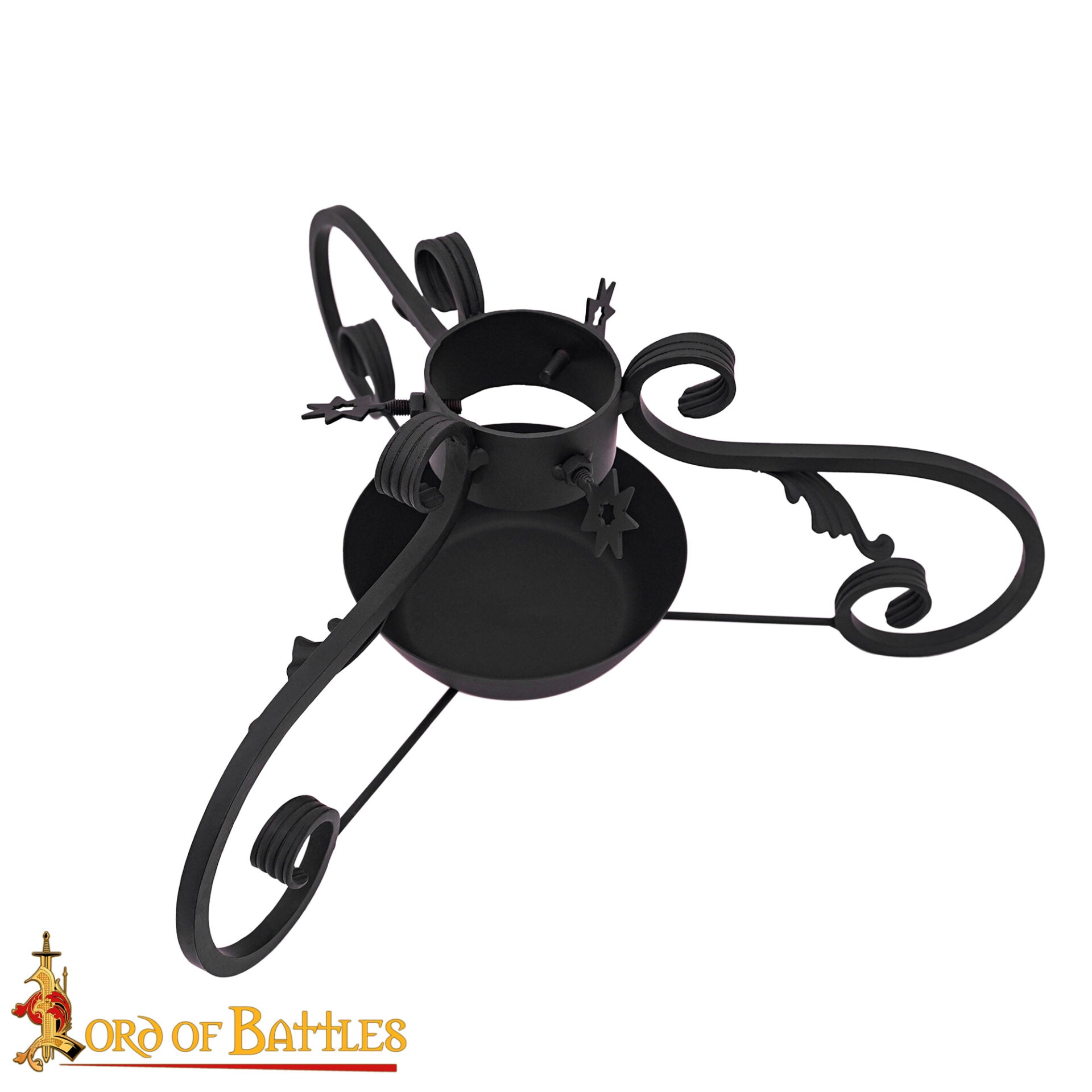 Imagen única de: Soporte de Hierro Forjado Medieval del Siglo Xiv - Pantalla de Volutas Forjadas a Mano con Acabado en Negro Aceite