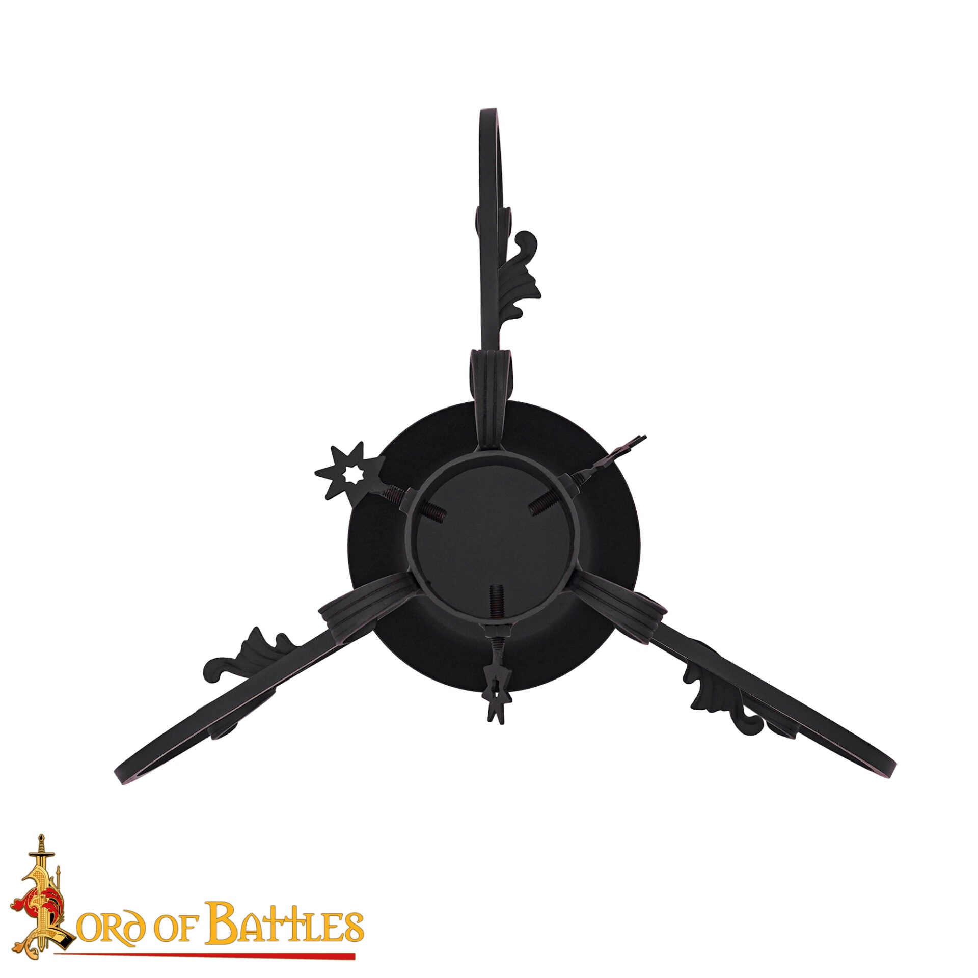 Imagen única de: Soporte de Hierro Forjado Medieval del Siglo Xiv - Pantalla de Volutas Forjadas a Mano con Acabado en Negro Aceite