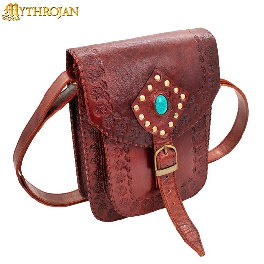 Imagen única de: Mythrojan "sorceress From The East" Medieval Sling Bag, Granate 10" X 7"