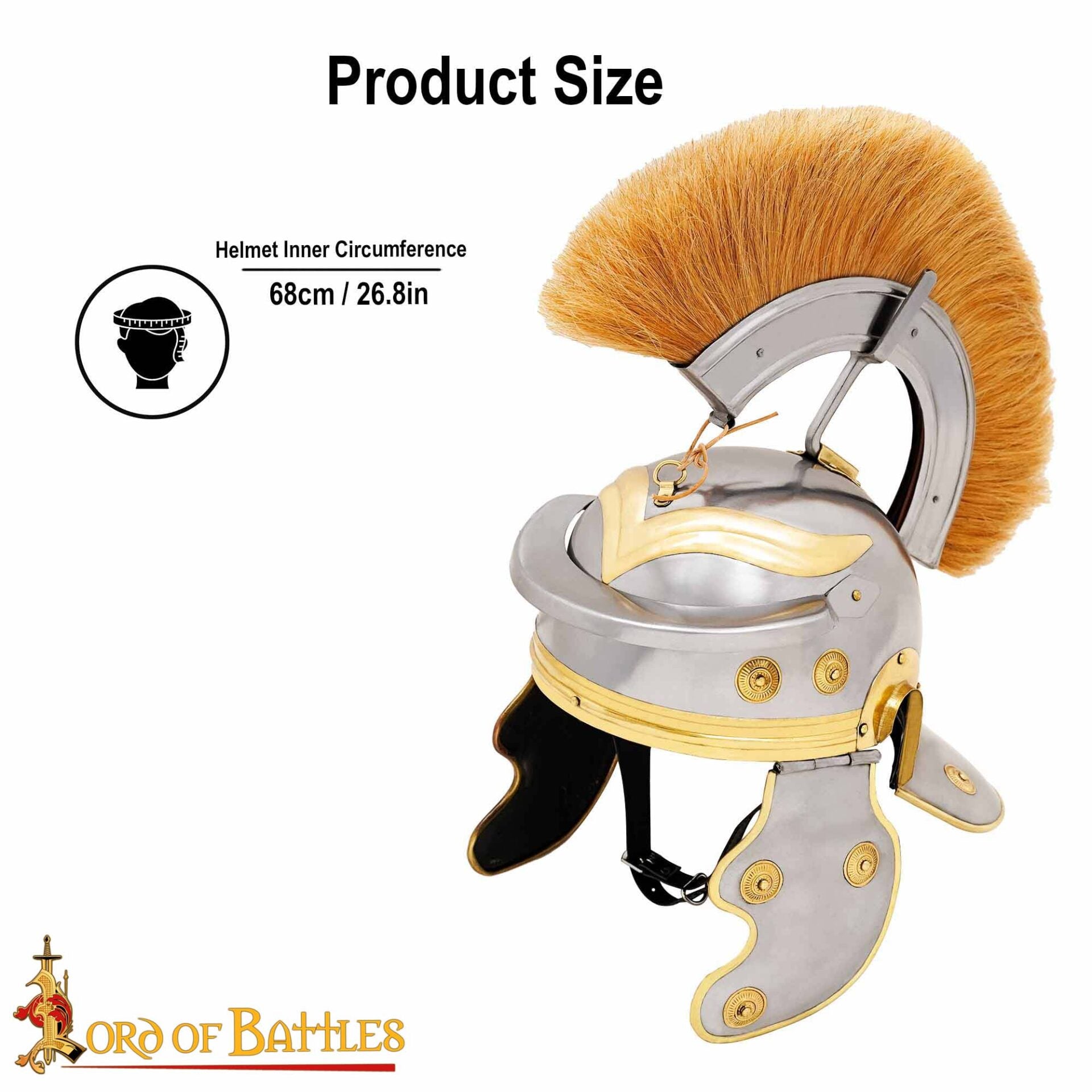 Imagen única de: Casco de Centurión Galo Imperial Romano - Acero de Calibre 18 con Aditamento de Cresta de Hierro y Forro de Cuero