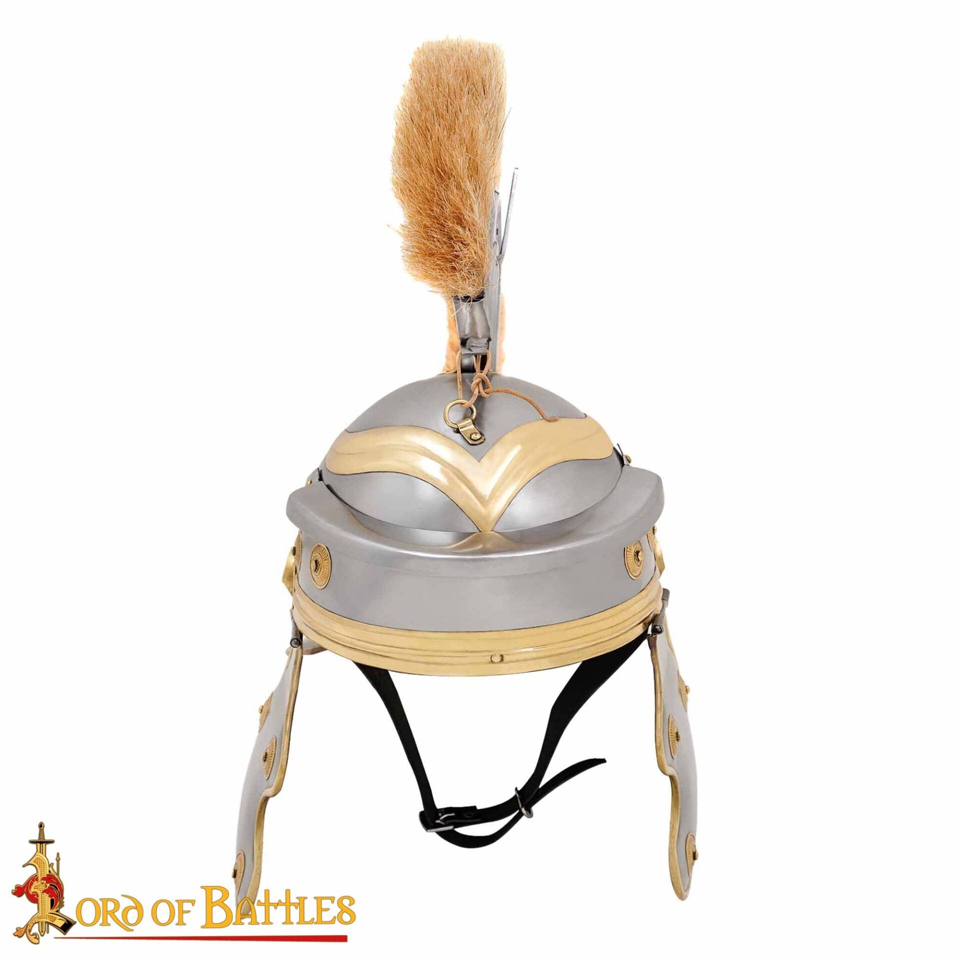 Imagen única de: Casco de Centurión Galo Imperial Romano - Acero de Calibre 18 con Aditamento de Cresta de Hierro y Forro de Cuero
