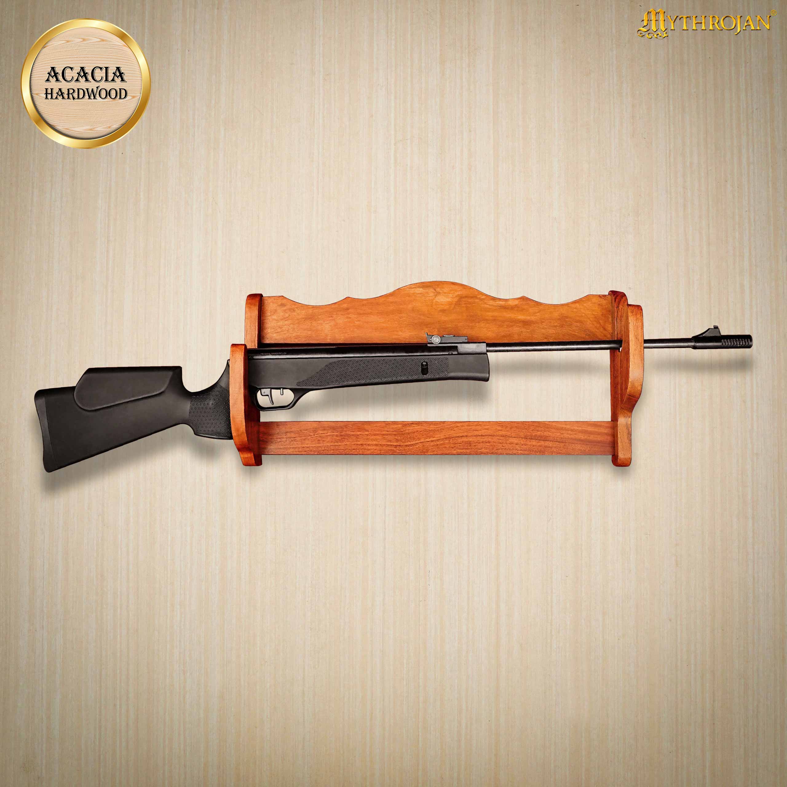 Imagen única de: Mythrojan Sólida Madera Dura Pistola Rifle Display Wall Mount Stand 24 "x5.1 "x11.2"