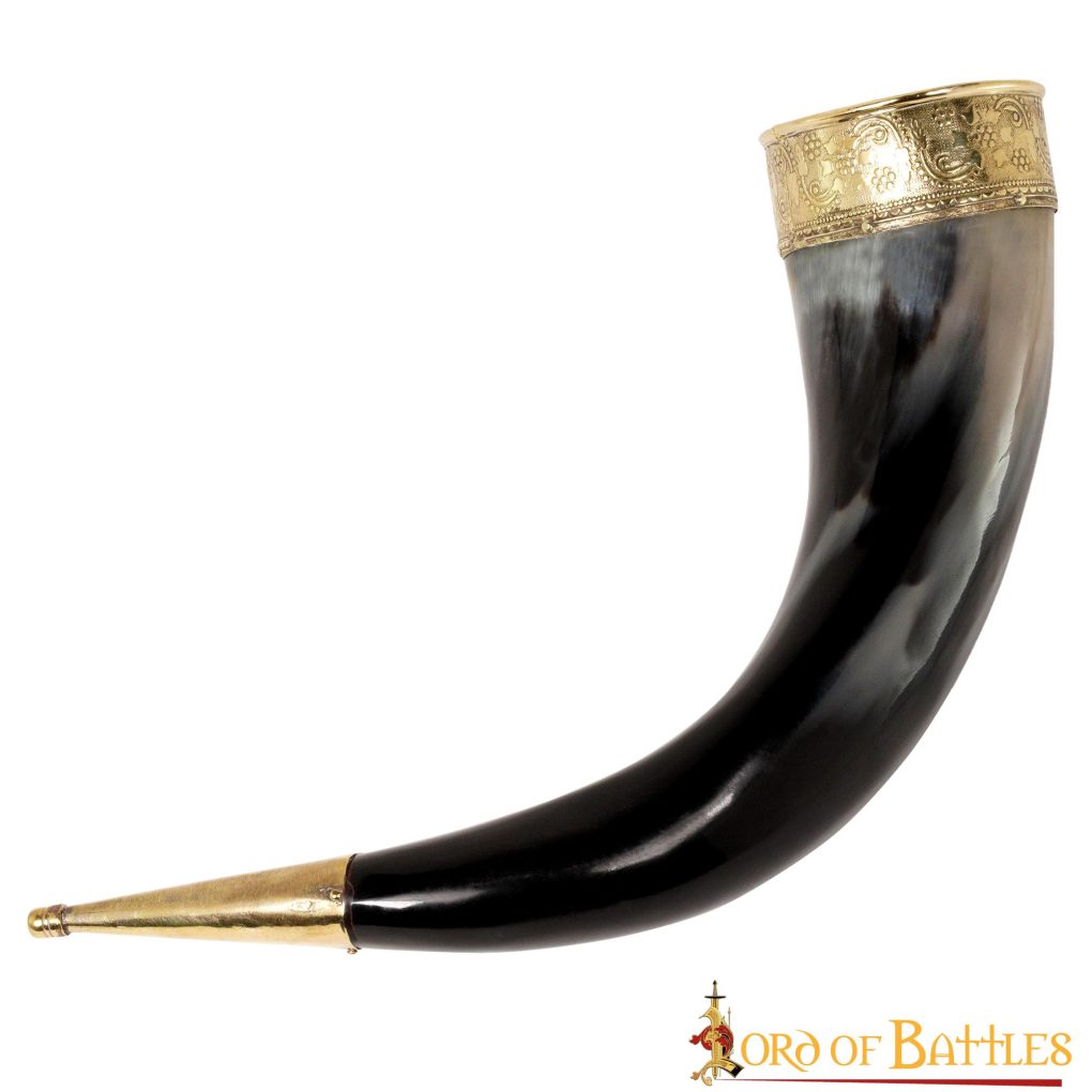 Imagen única de: Cuerno Medieval Vikingo para Beber con Accesorios de Latón Puro Cuerno de Buey Auténtico Hecho a Mano