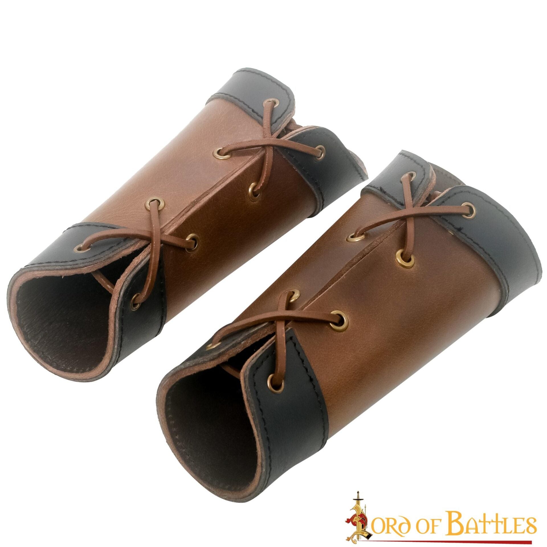 Imagen única de: Brazaletes de Cuero Estilo Élfico Hechos a Mano - Par de Guardabrazos Marrón Auténtico