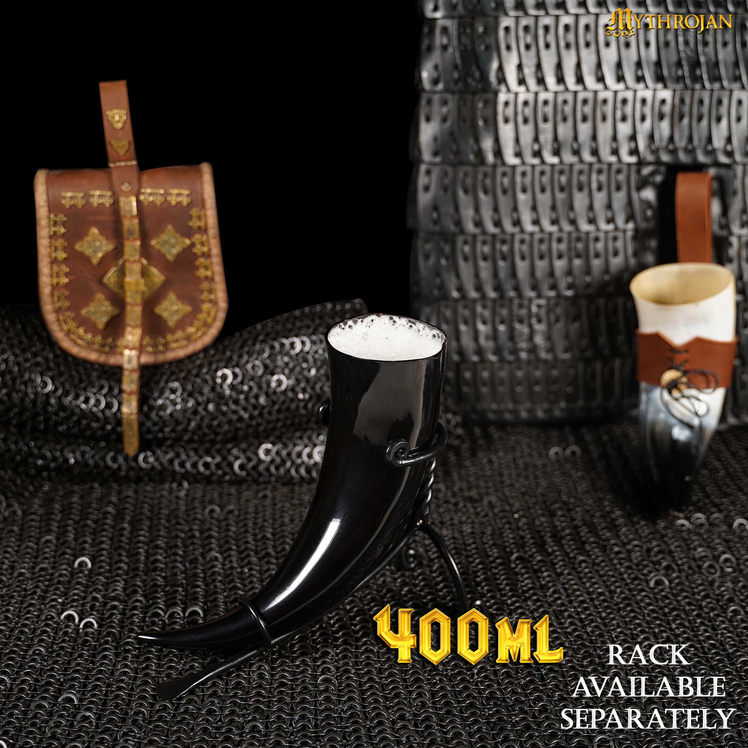 Imagen única de: Mythrojan 400 Ml Vikingo Beber Cuerno Vikingo Vino/taza de Cabeza
