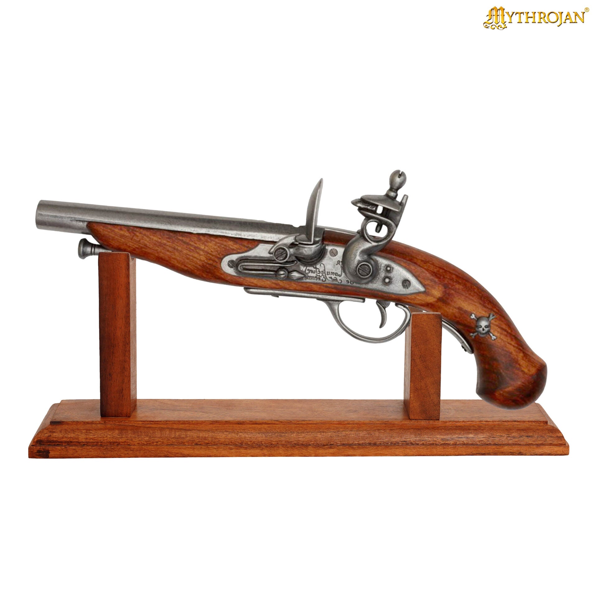 Imagen única de: Mythrojan Soporte de Madera Maciza para Pistola - Soporte de Madera de Primera Calidad para Pistolas Antiguas, Pedernales y Objetos de Colección