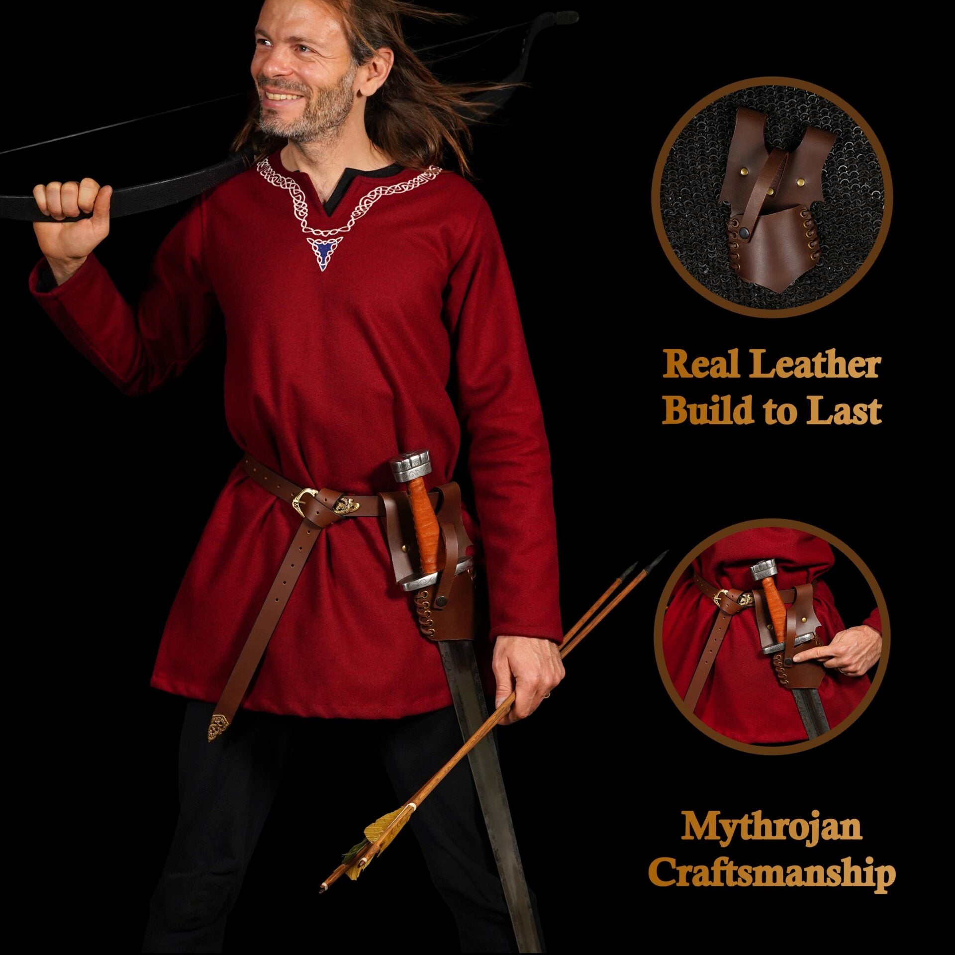 Imagen única de: Mythrojan Medieval Renacimiento Cuero Rh Espada Rana Larp Disfraz de Espada Rana Porta Espada Rapier Caballero Cinturón Rana Daga de Cuero Funda Espada Pirata