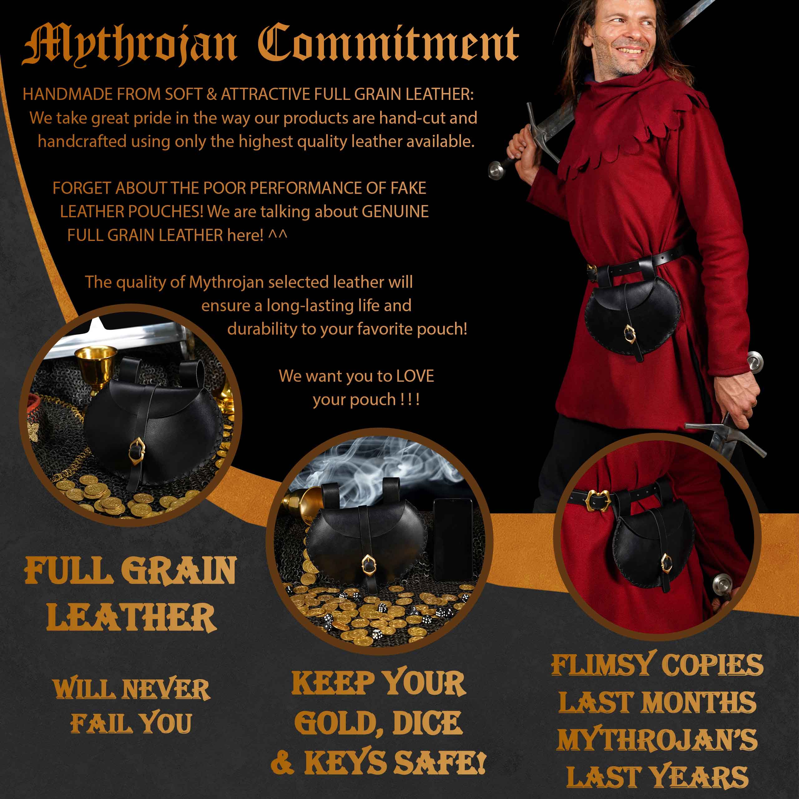 Imagen única de: Funda Medieval Vikinga de Cuero para Cinturón Mythrojan