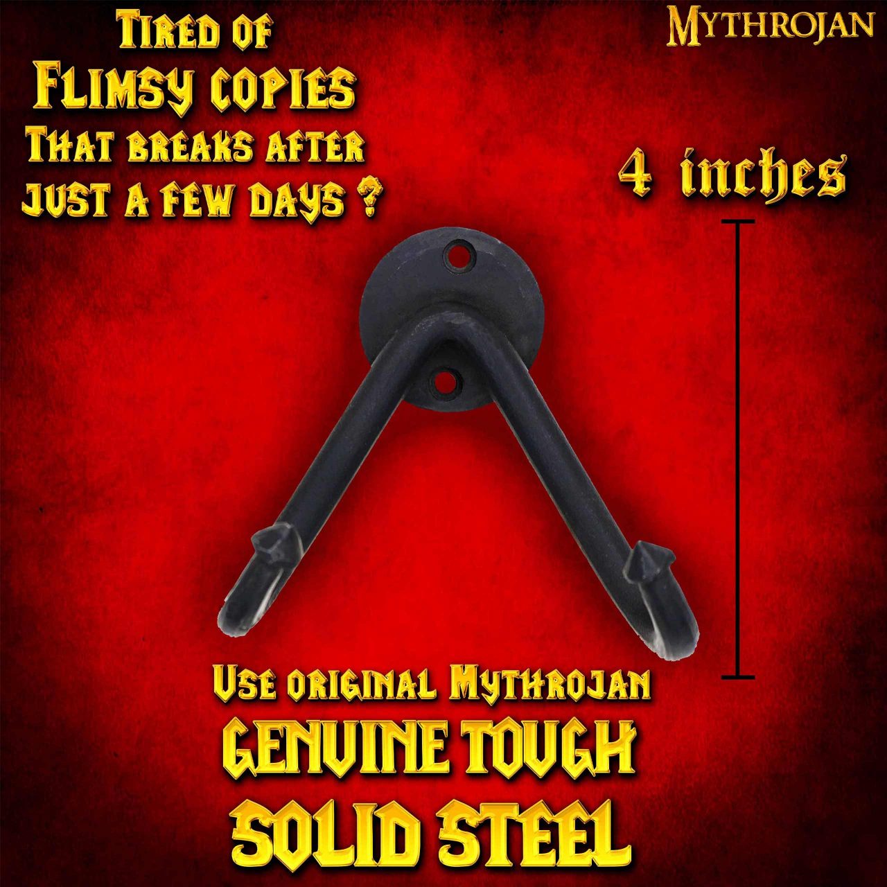 Imagen única de: Soporte de Pared para Espada Pesada Mythrojan en Acabado Negro Forjado : Soporte de Pared para Espada Universal