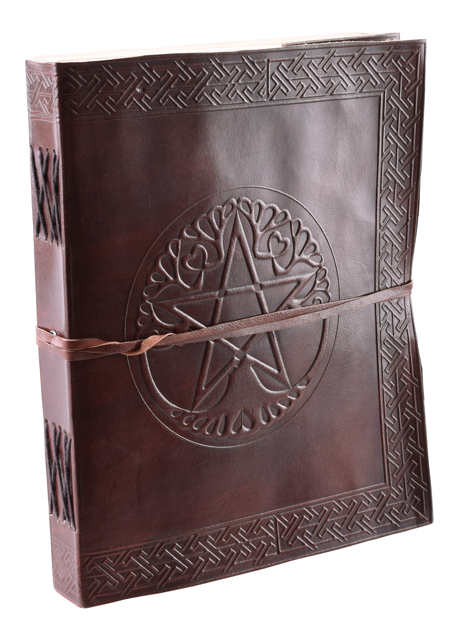 Imagen única de: Libro Grande De Piel Con Pentagrama, Marrón, Aprox. 20 X 25 Cm