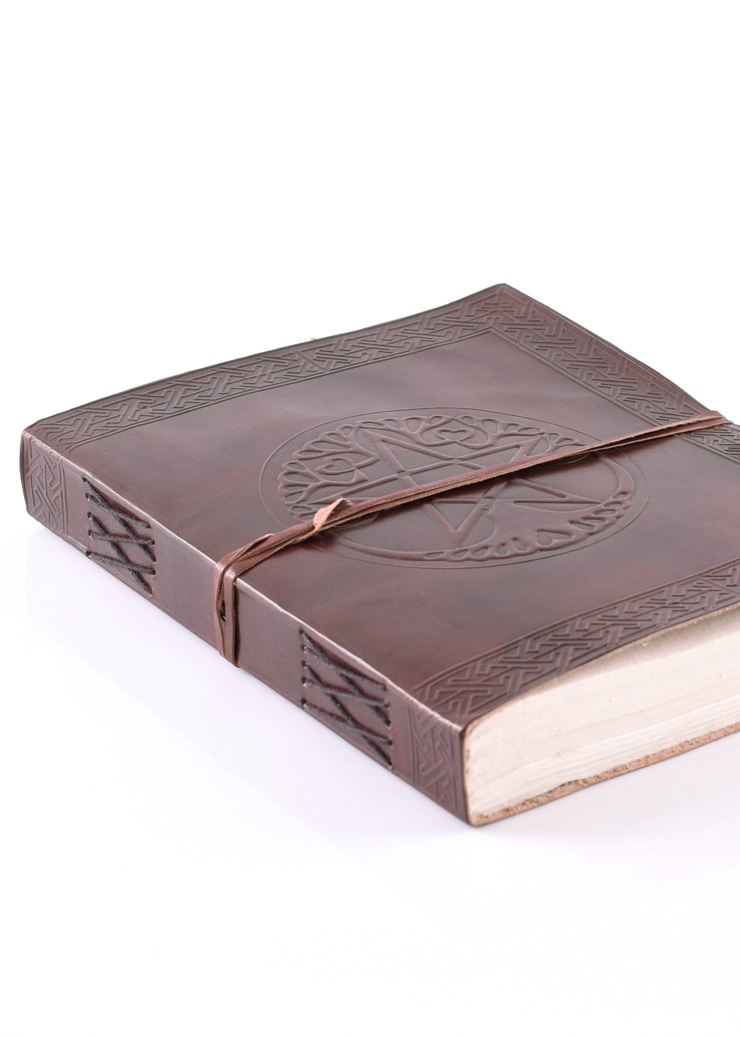 Imagen única de: Libro Grande De Piel Con Pentagrama, Marrón, Aprox. 20 X 25 Cm