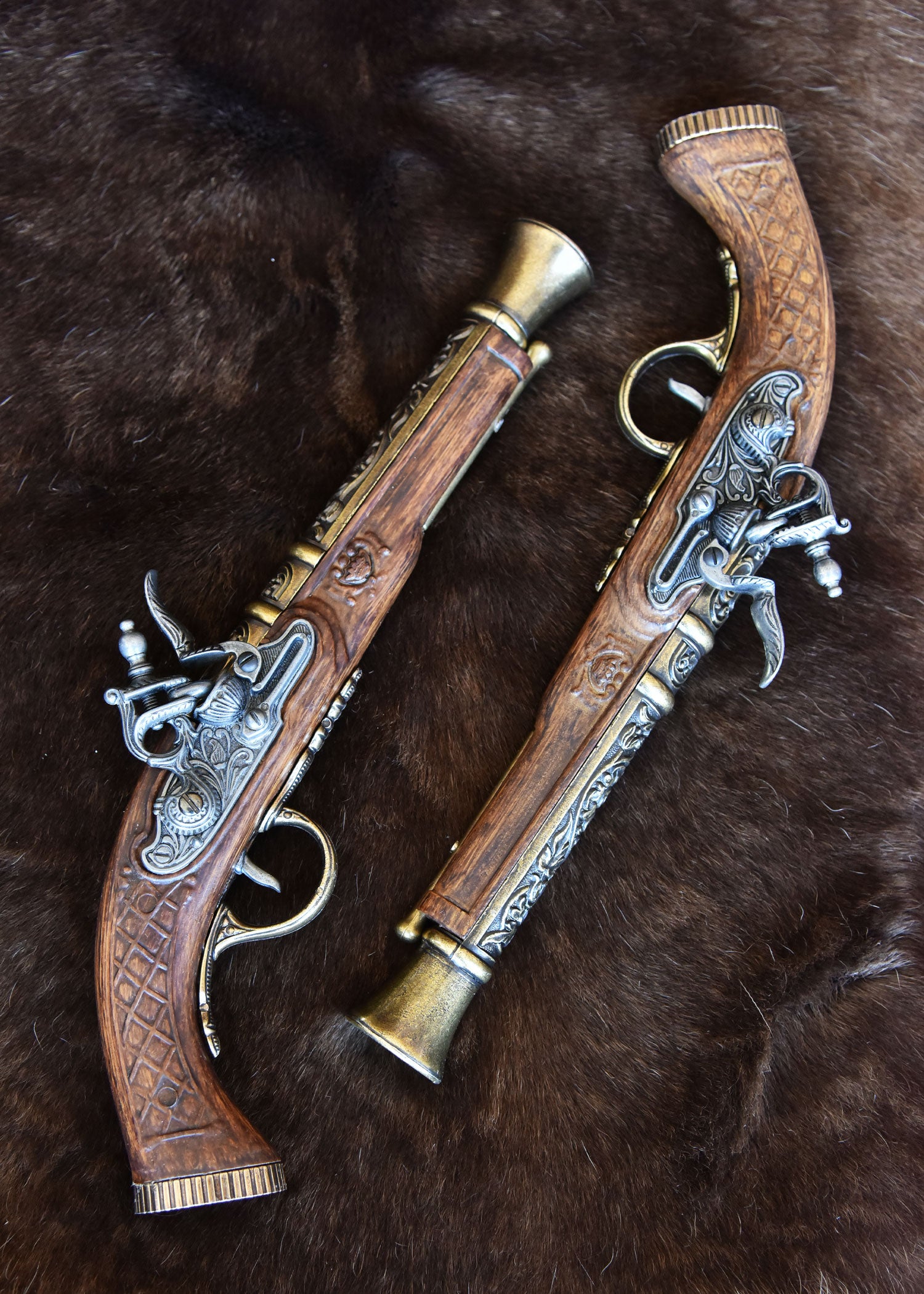 Imagen única de: Pistolas De Duelo, Espingolen, Juego De 2, Siglo Xviii, Latón, Réplica