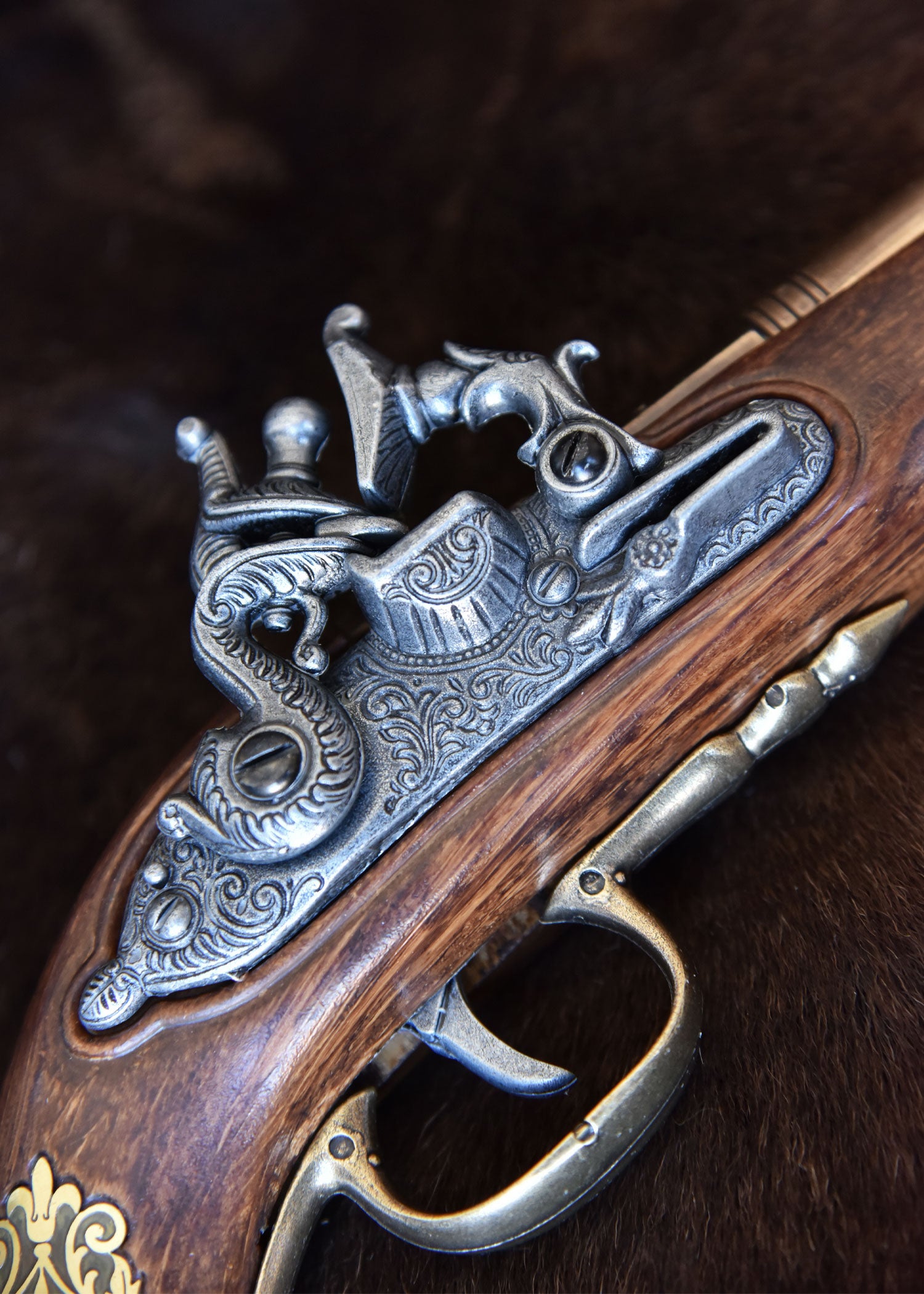 Imagen única de: Pistola De Chispa Alemana, Siglo Xvii, Latón, Réplica