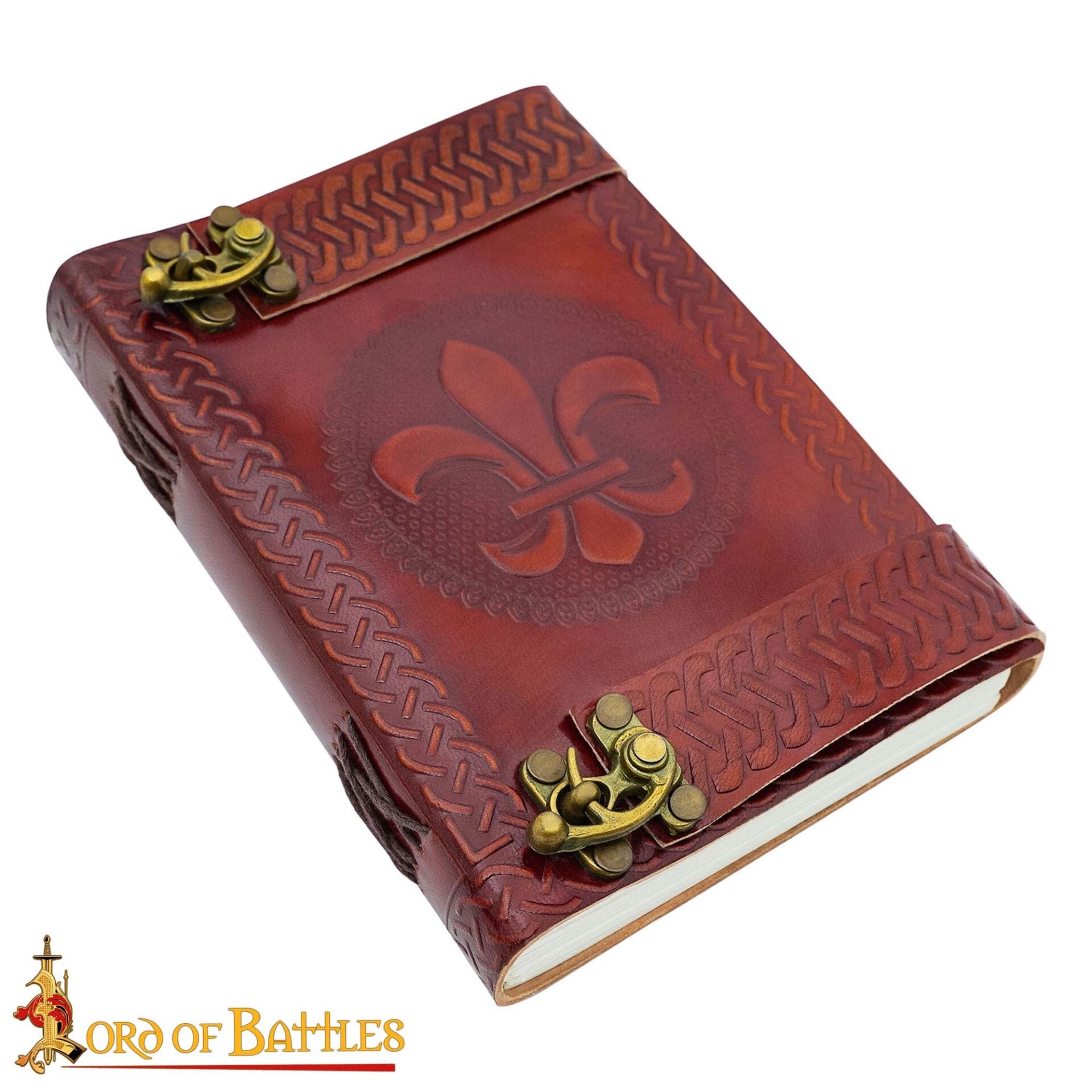 Imagen única de: Diario Medieval Fleur de Lys Diario de Cuero Auténtico con Páginas Hechas a Mano